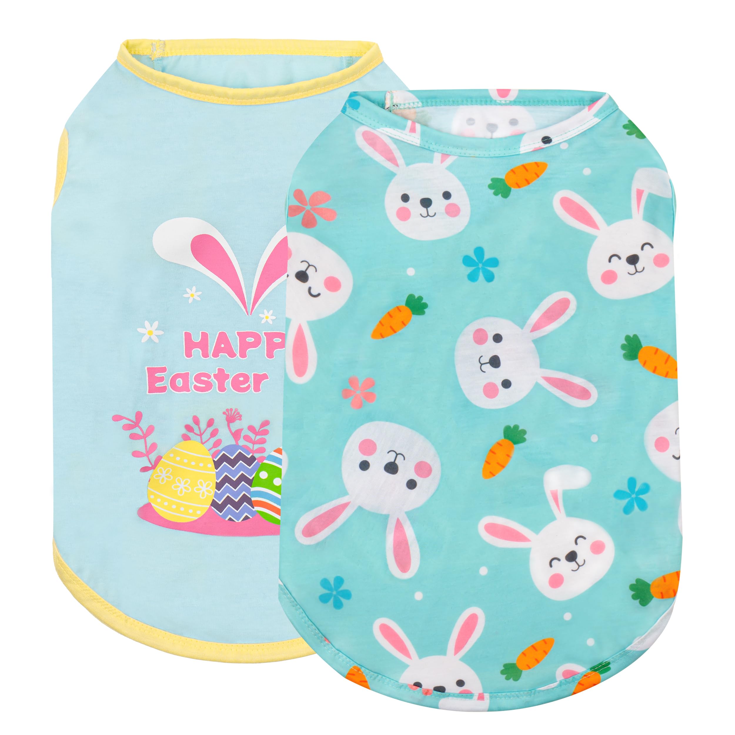 Cyeollo 2Pack Dog Easter Shirt For Small Medium Dogs Soft Breathable T Shirts Dog Tank Top Vest T-Shirt Rabbit Print Pet Apparel