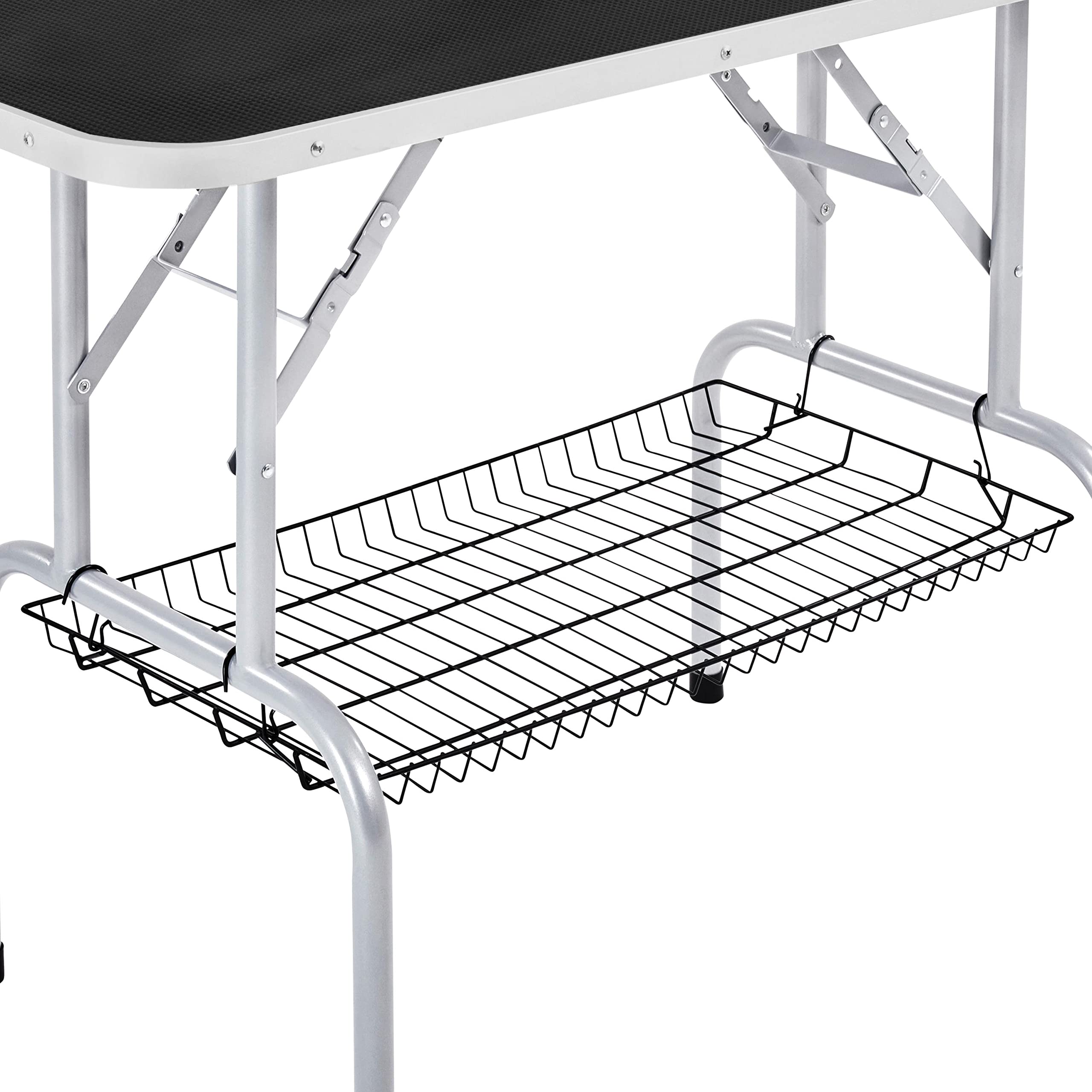 Yaheetech 46'' Pet Grooming Table For Large Dogs Adjustable Height Portable Trimming Table Drying Table W/Arm/Noose/Mesh Tray Maximum Capacity Up To 265Lb, Black