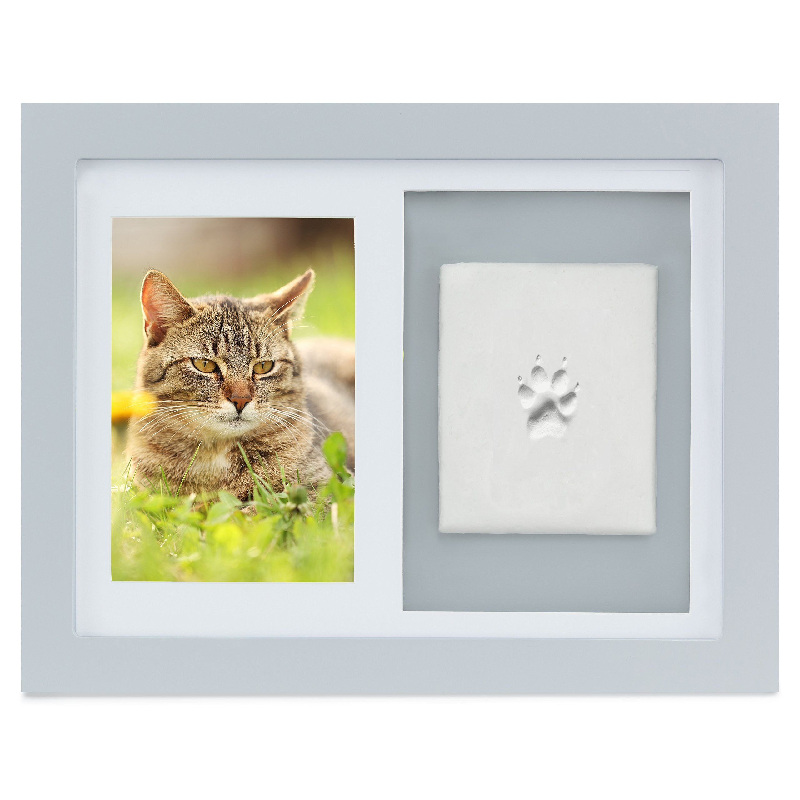 Better World Pets Paw Print + Photo Keepsake Frame Holds 4 X 6 Inch Picture - Memorial Clay Imprint Kit - For Dogs And Cats - Pe