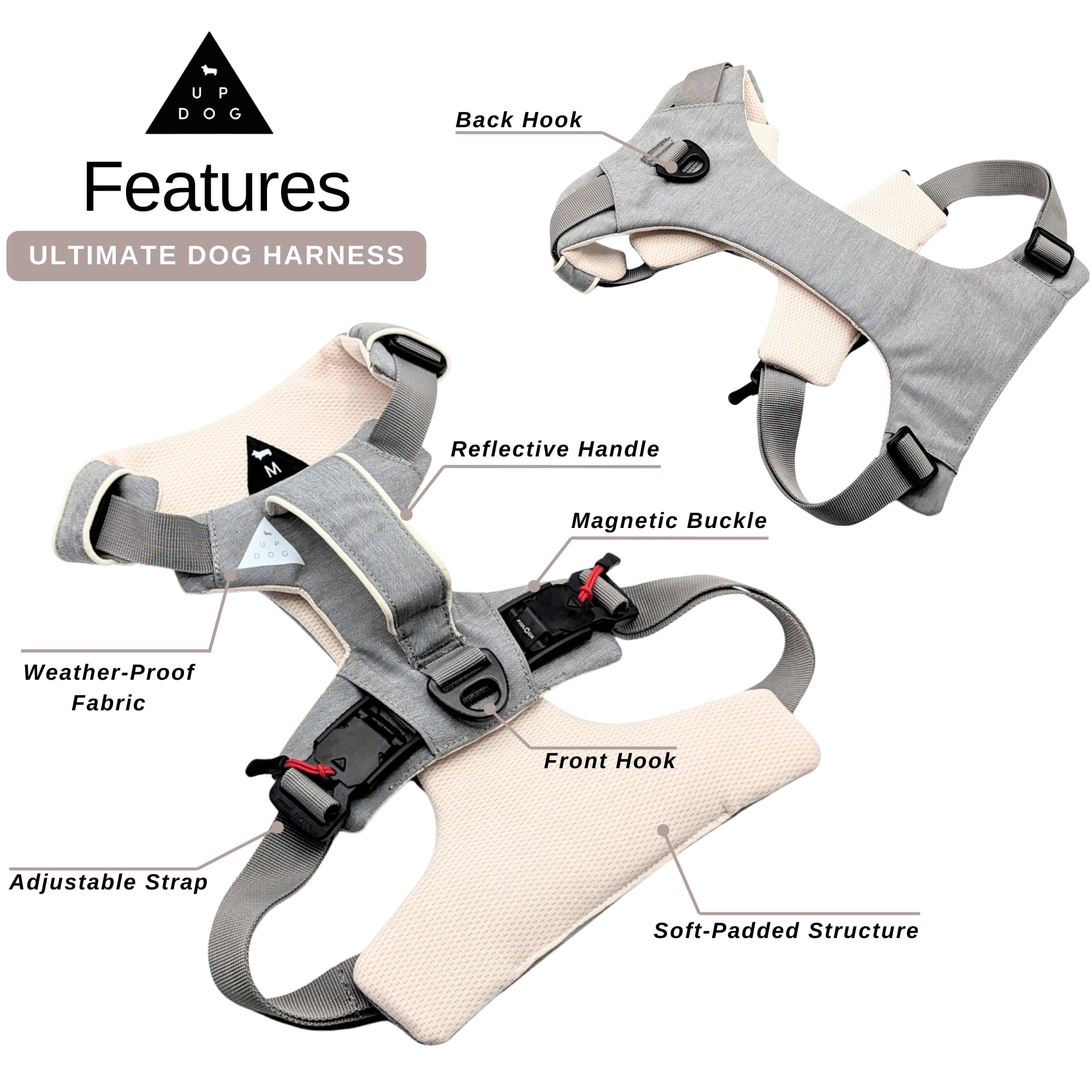 Strong & Secure Magnetic Dog Harness With Easy Lock Buckle - Comfortable No-Pull Vest For Small, Medium & Large Dog Breeds (Larg