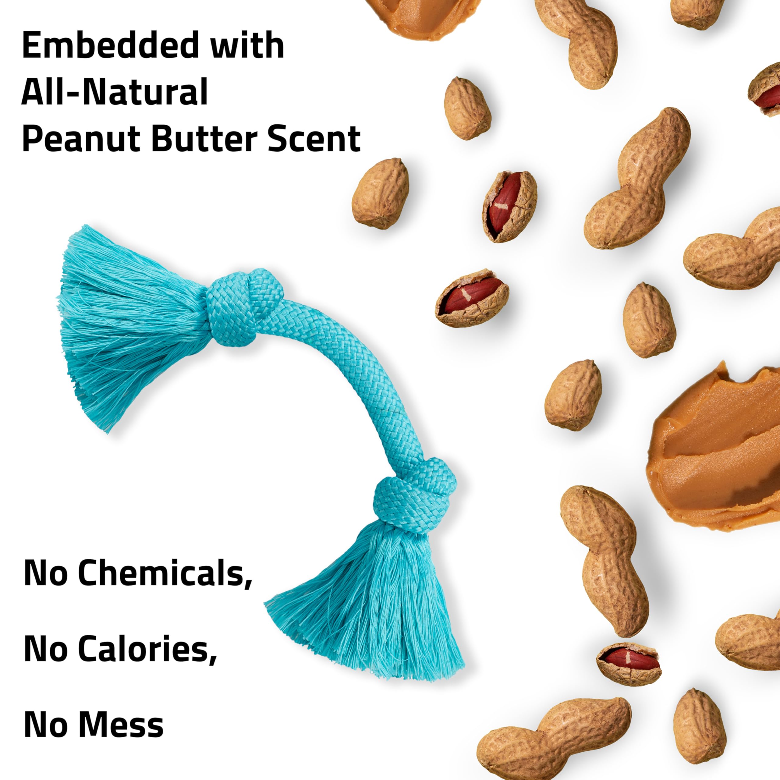 Playology Dog Toys | Dri-Tech Rope Toy Tug of War Rope for Aggressive Chewers | Medium Peanut Butter Scented Toy - Easy to Clean