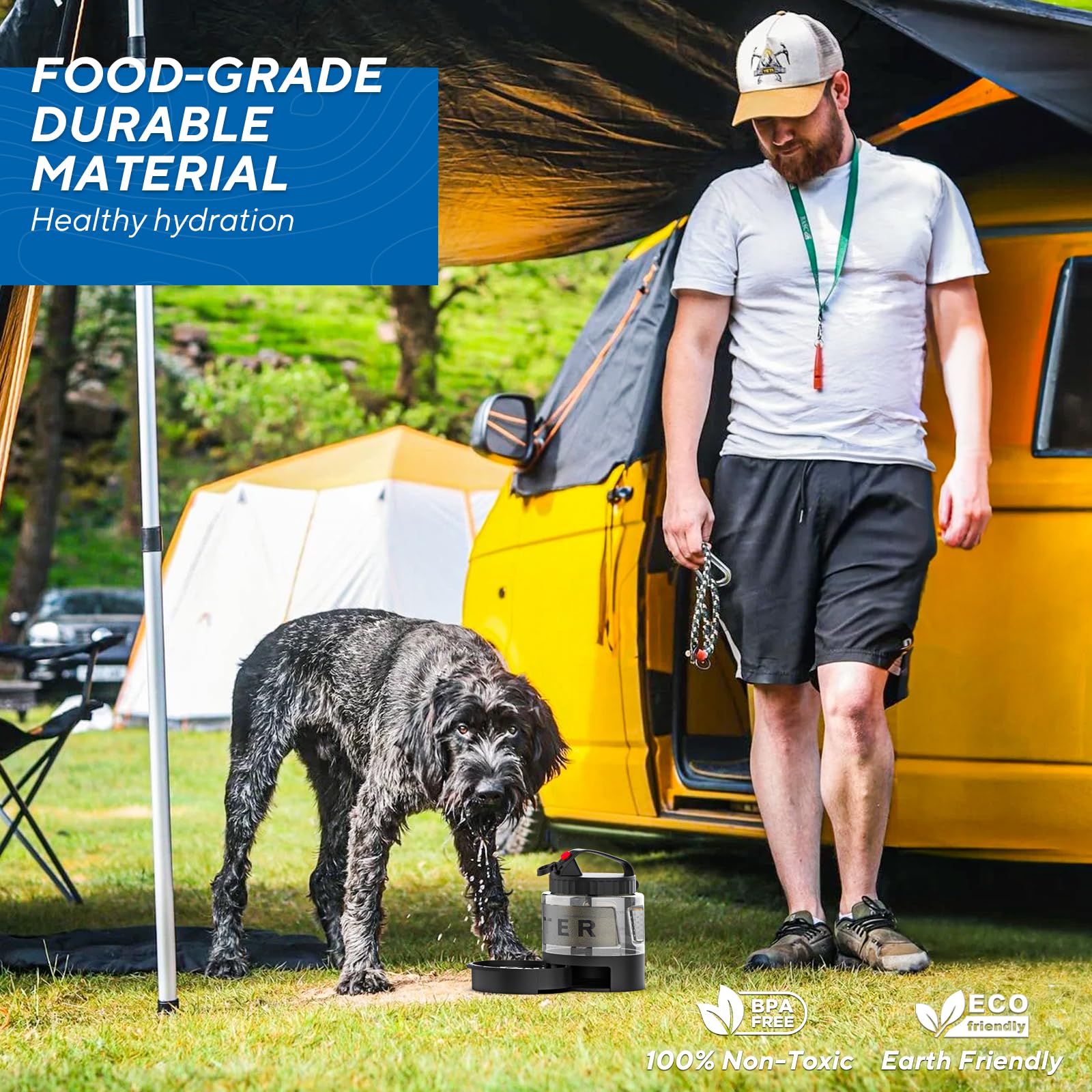 Dog Water Bottle Bowl Dispenser - 95OZ Large Dog Travel Water Bottle Portable with Pull-Out Travel Water Bowl for Dogs Camping H