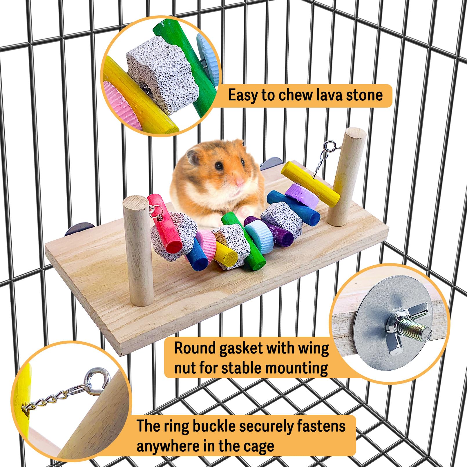 Tfwadmx Chinchilla Ledges Wood, Hamster Chew Toy Wood Platform Grinding Teeth Toys, Hamster Percy Ledges Wooden Standing Platfor