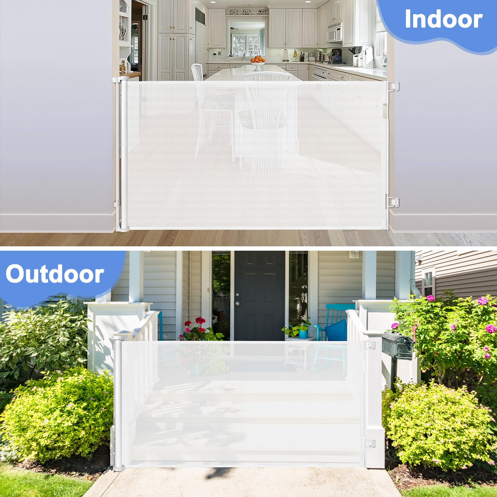 42'' Tall X 75'' Wide Retractable Baby Gates Extra Tall Baby Gate Tall Baby Gates for Dogs Tall Gates for Dogs Indoor Retractabl