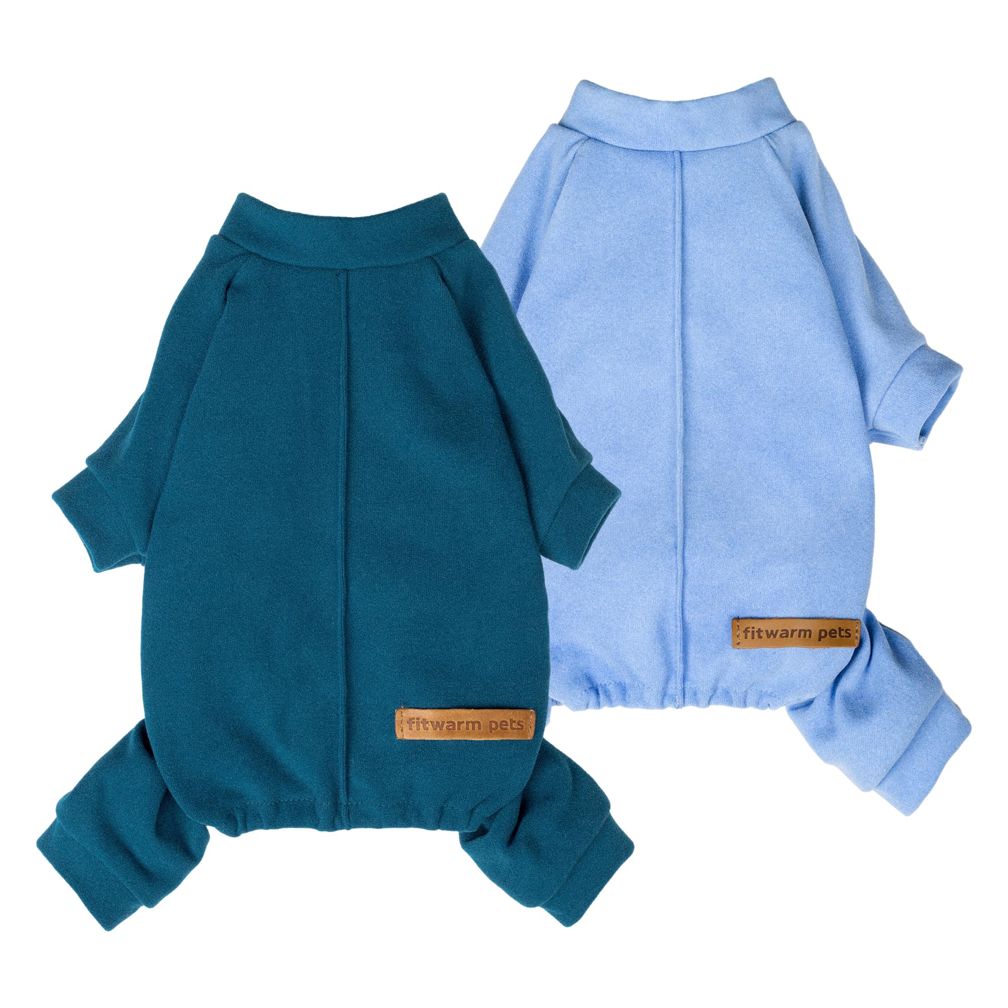 Fitwarm 2 Pack Lightweight Fleece Dog Pajamas, Warm Winter Dog Clothes for Small Dogs Boy Girl, Fuzzy Pet Onesie with Feet, Ligh