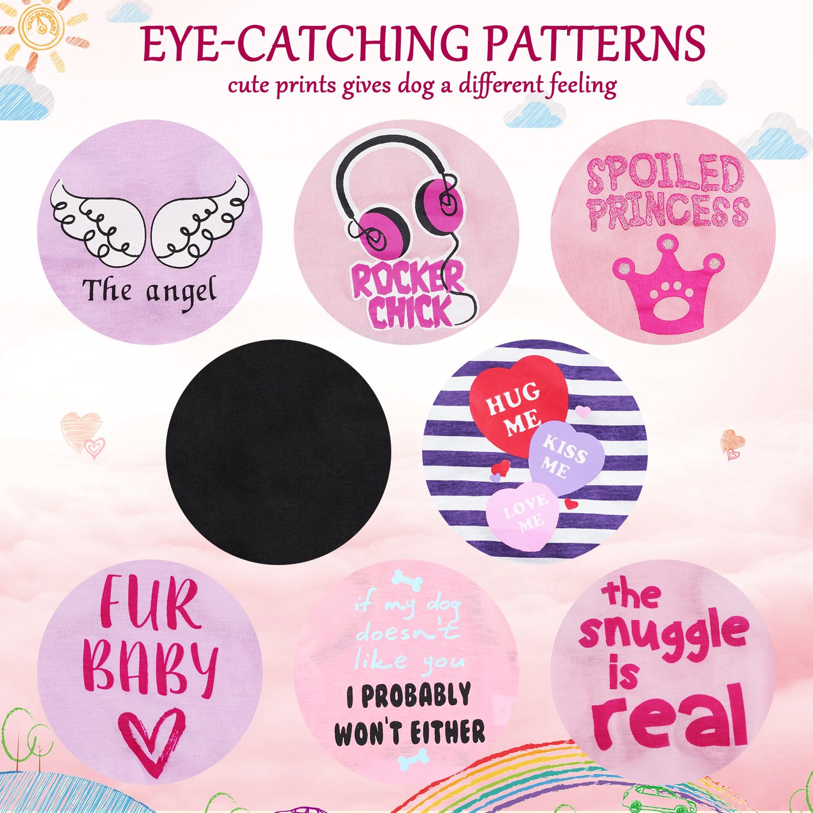 8 Pieces Pet Shirts Printed Puppy Soft Dog Shirt Pullover Cute Dog Sweatshirts Valentine‘S Day Puppy Girl Clothes Outfits Small Pet Cats(Vivid Pattern,X-Small)