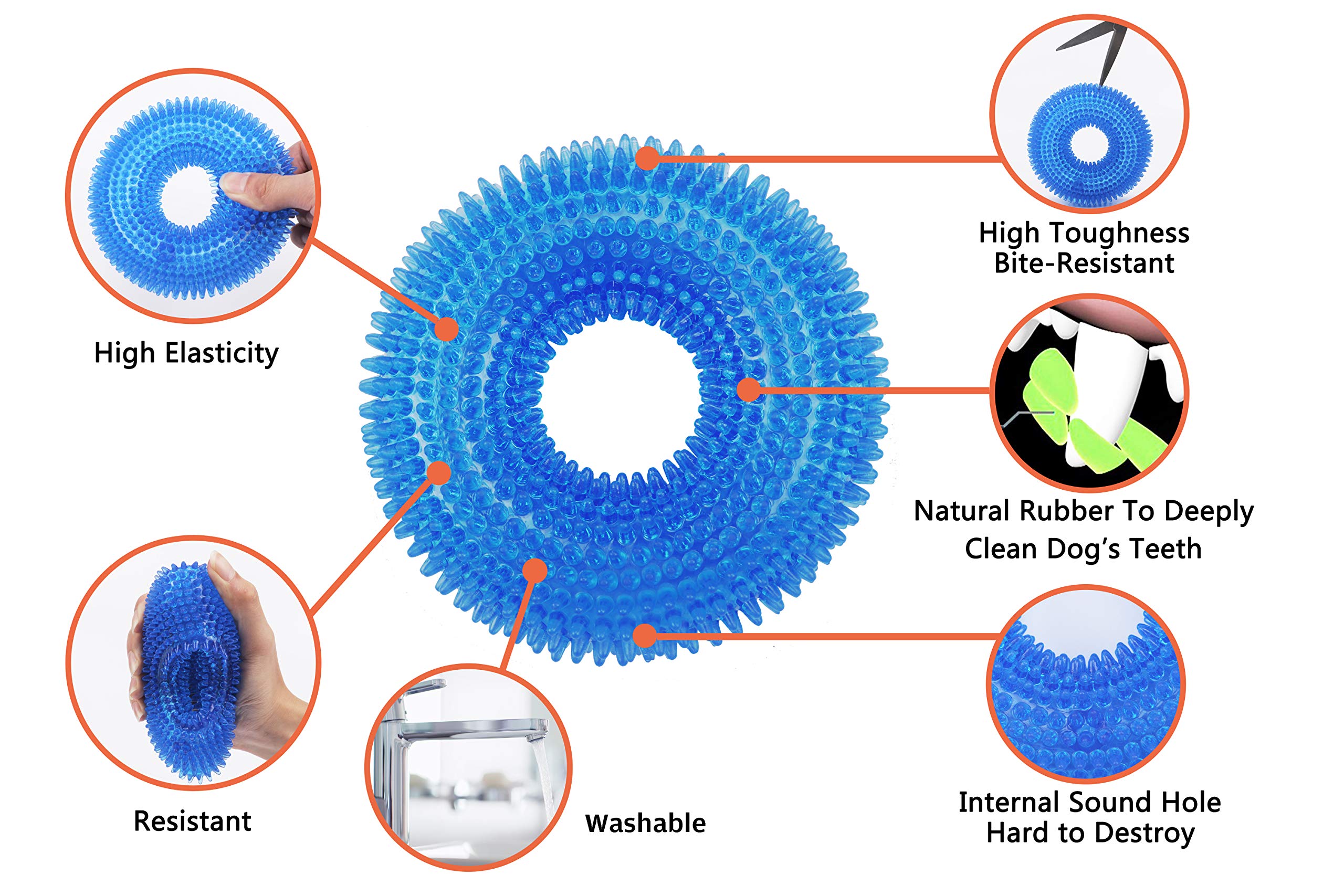Ycozy 3 Pack Dog Squeaky Toys For Small/Medium Dogs Aggressive Chewers Tpr Rubber Dog Chew Toys Puppy Teething Toys Resistant St