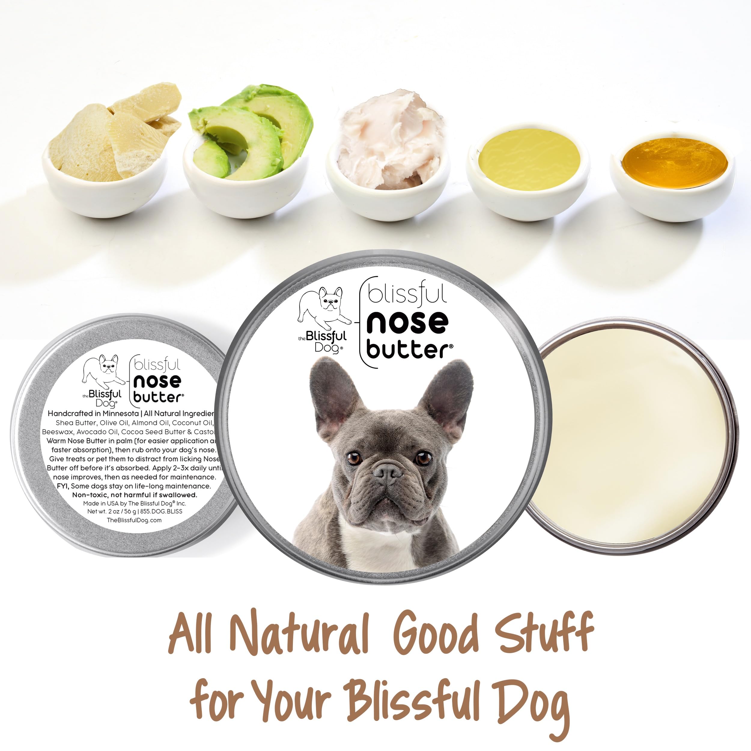 The Blissful Dog Blue French Bulldog Nose Butter, Versatile Dog Nose Balm for Dry Nose, Handcrafted Nose Moisturizer, Easy-to-Ap