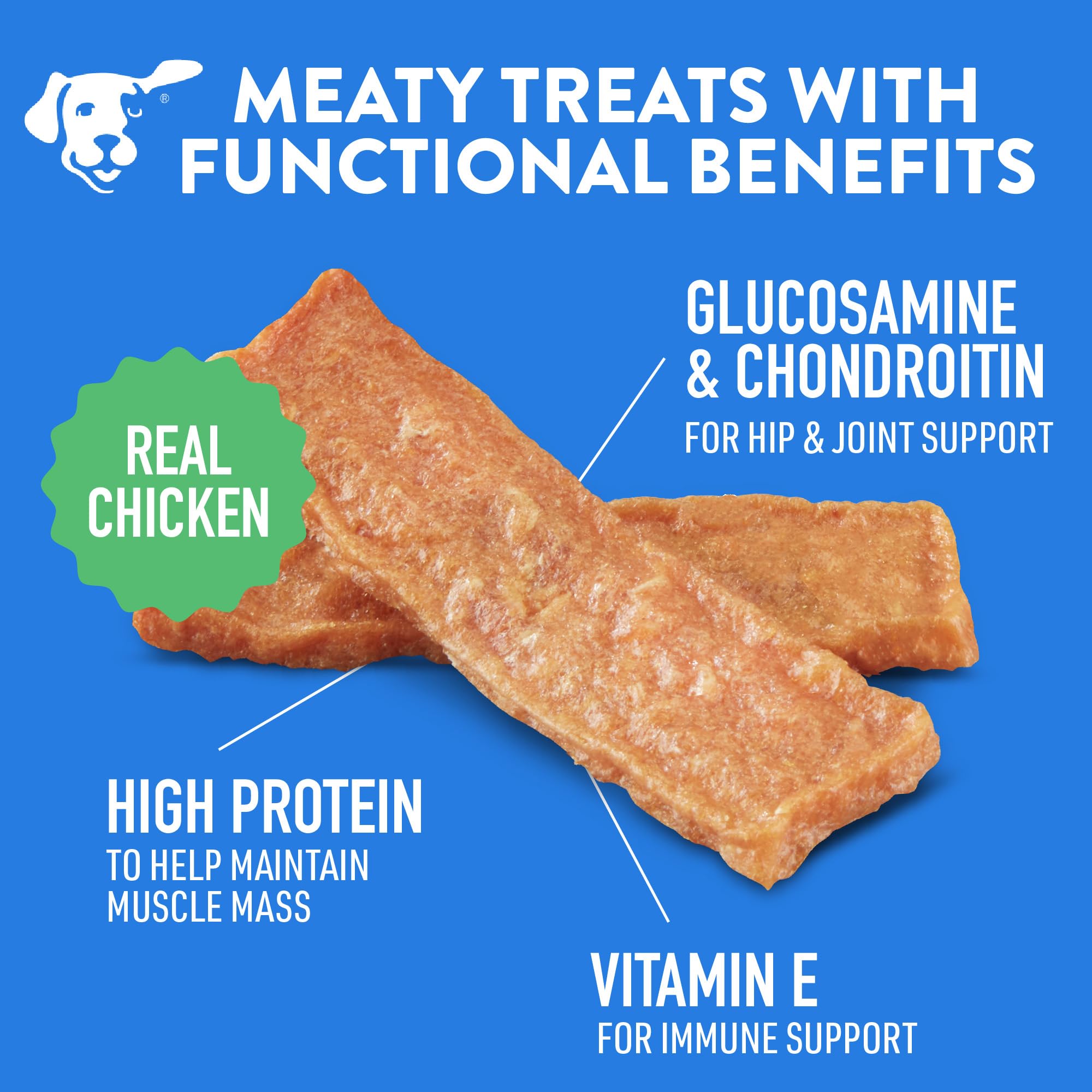 Dogswell Jerky Hip and Joint Dog Treats Grain Free Made in USA Only, Glucosamine and Chondroitin, 12 oz Chicken