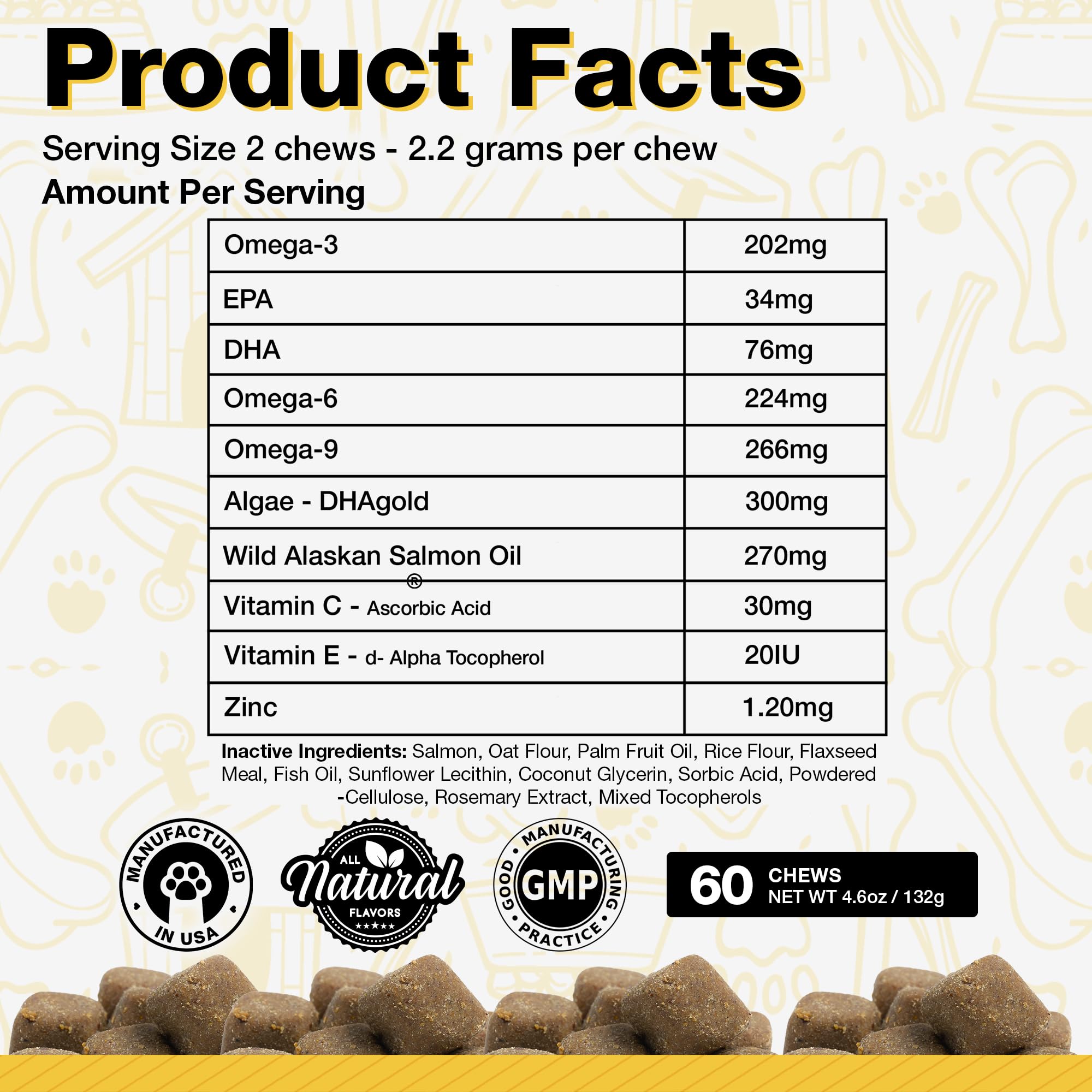 Pawlife Dog Fish Oil Supplements - 60 Omega 3 Fish Oil Dog Vitamins, Veterinarian Formulated Itching Relief for Dogs, Natural Om