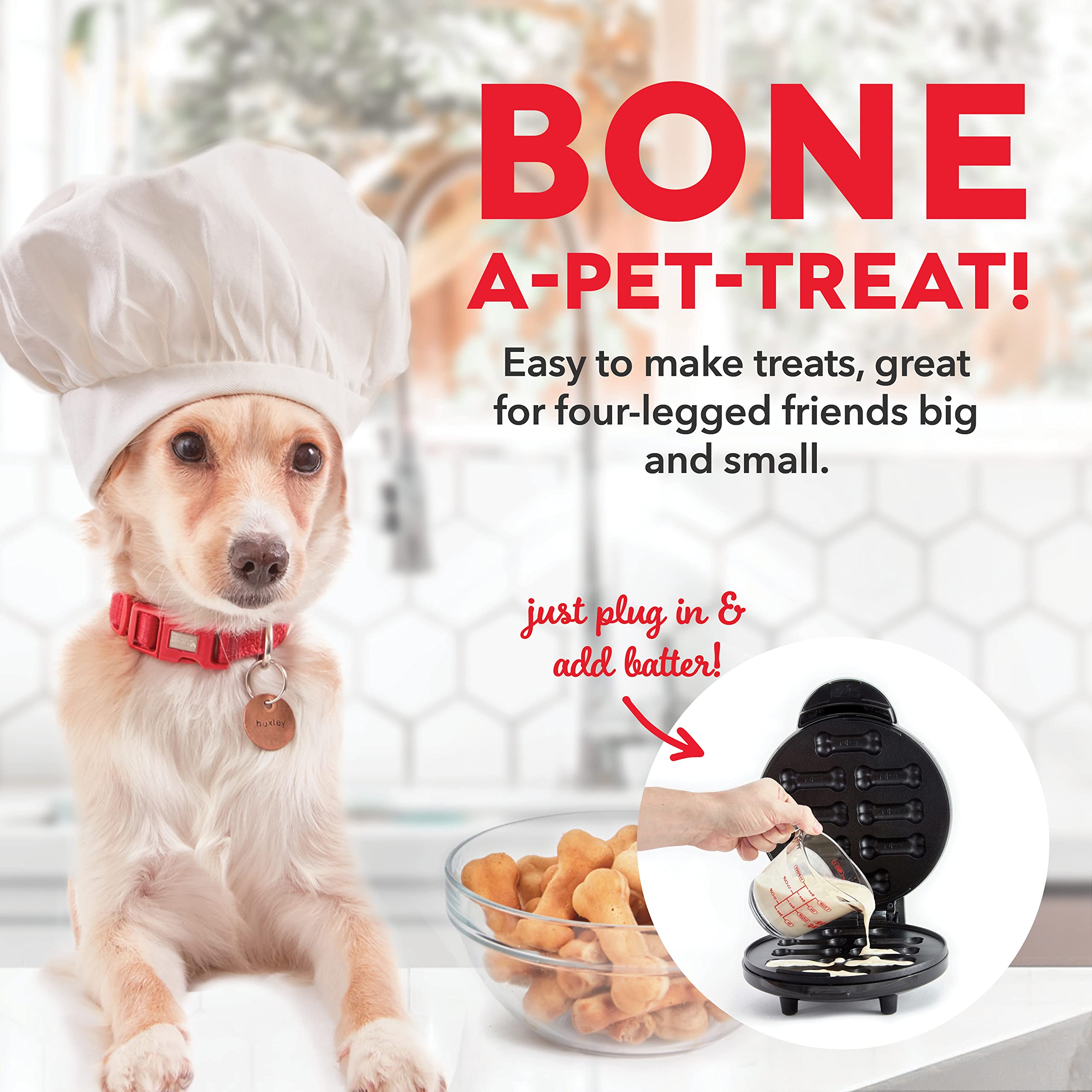 DASH Dog Treat Maker - Non-Stick, Makes 8 Homemade Snacks - White, Model DDTM008GBWP04