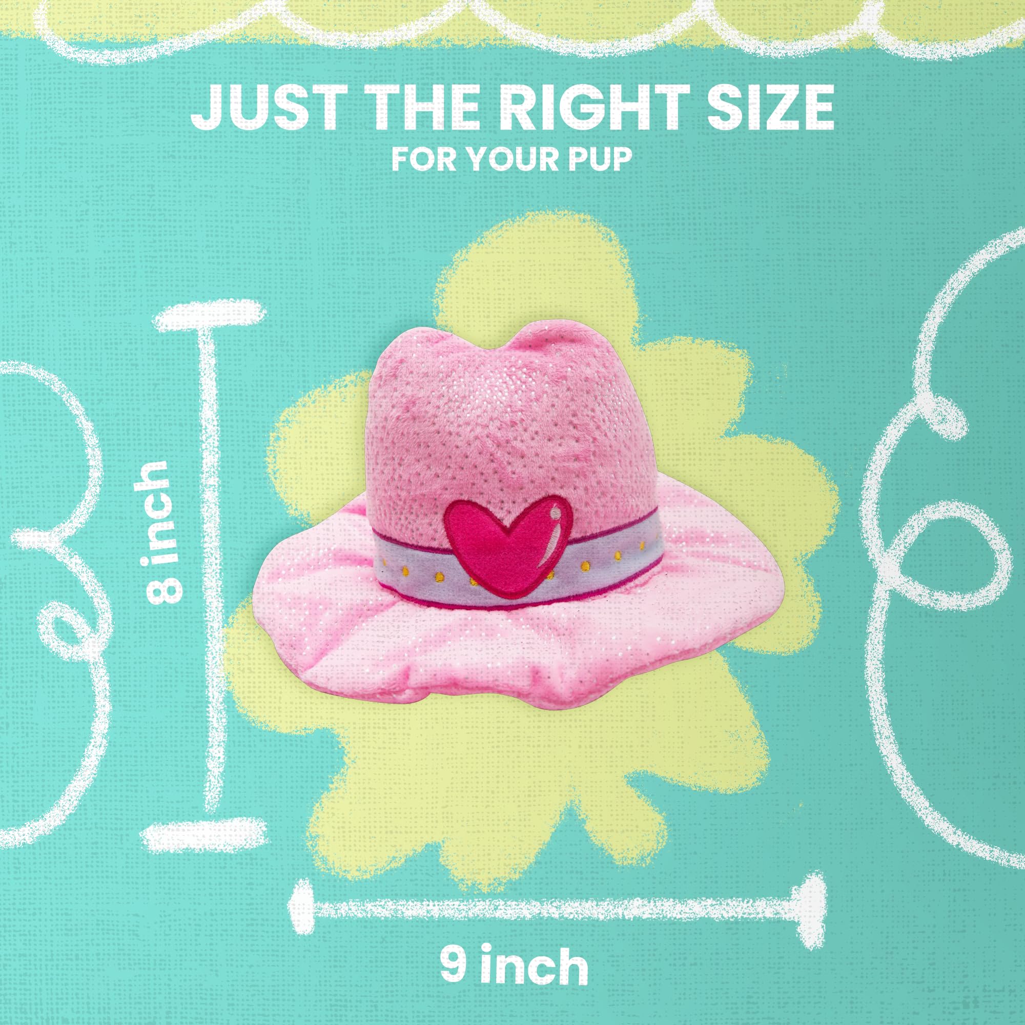 Snugarooz Save A Horse Plush Toy with Repair Patch - Sustainably Made, Soft & Durable Dog Toy - Pink Cowboy Hat Design for Play,