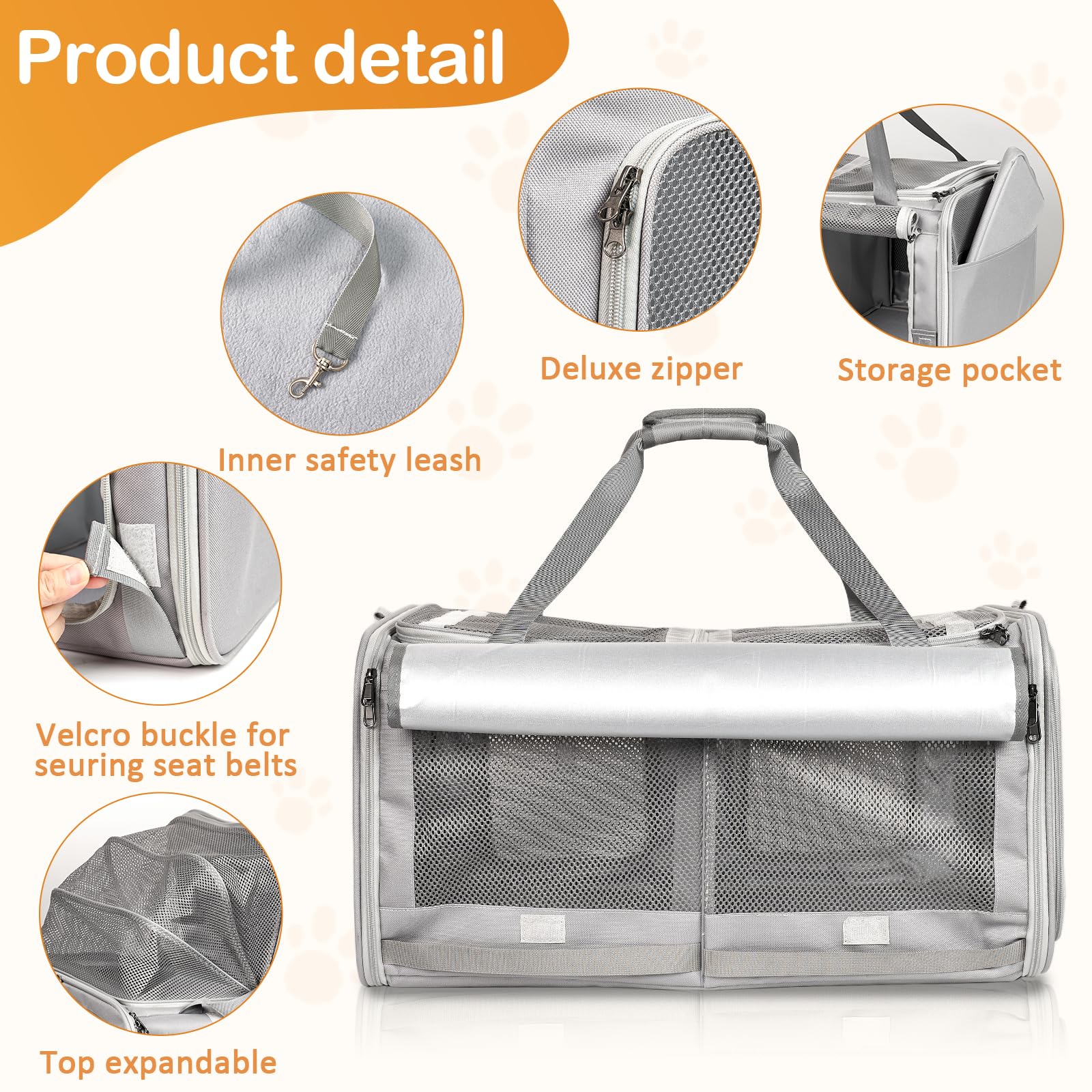 Cat Carrier For 2 Cats, Large Cat Travel Carrier With Litter Box, Top Expandable Pet Carrier For Cats/Dogs Up To 40Lbs