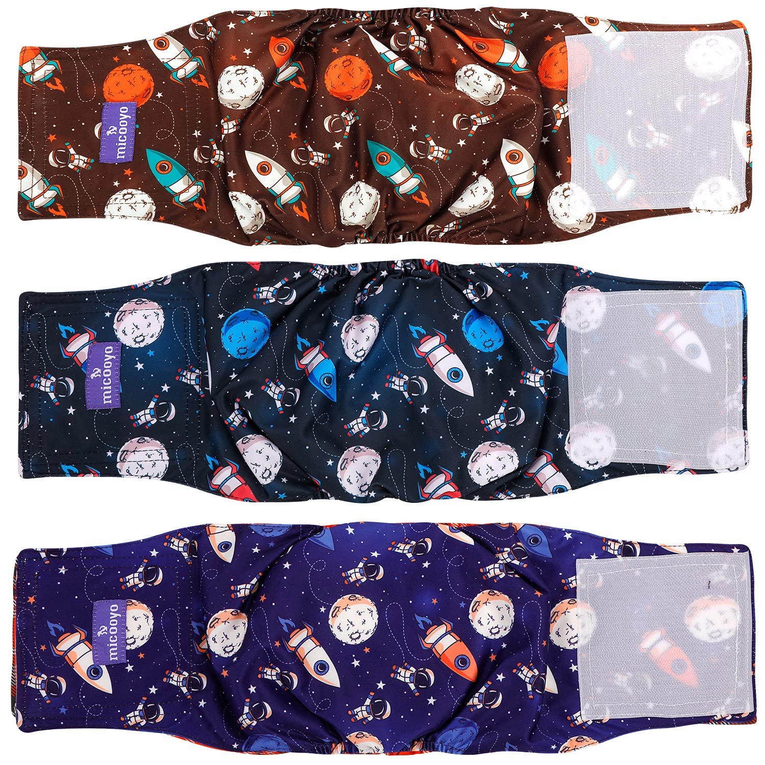 Micooyo Belly Bands For Male Dogs, 3 Pack Reusable Dog Diapers Male For Puppy Doggie, Washable Male Dog Wraps Xsmall (L, Space)