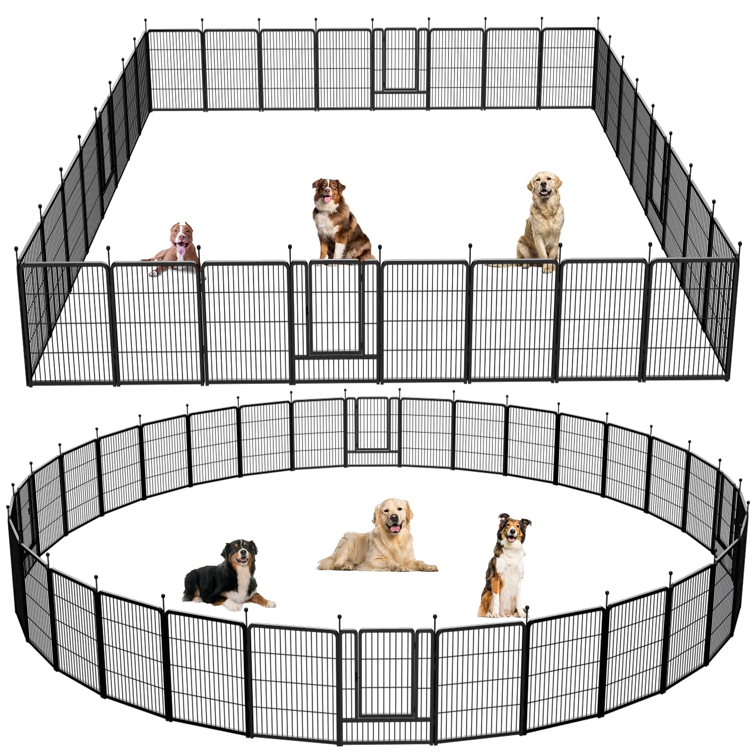 Dog Playpen,Portable Outdoor Dog Fence, Playpen For Large/Medium/Small Dogs, Dog Fences For The Yard,With Doors Foldable Metal D