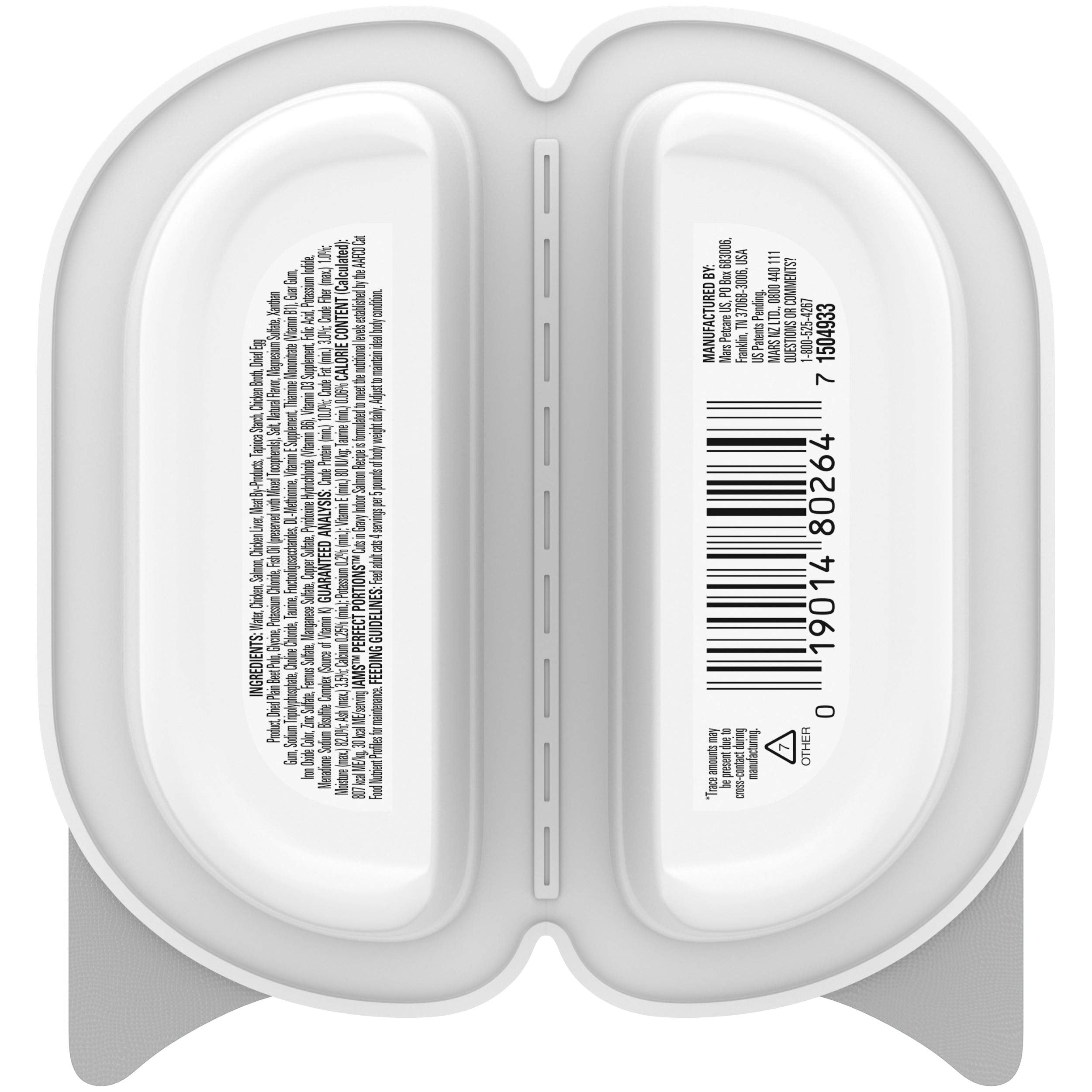 IAMS PERFECT PORTIONS Indoor Adult Grain Free* Wet Cat Food Cuts in Gravy, Salmon Recipe, (24) 2.6 oz. Easy Peel Twin-Pack Trays