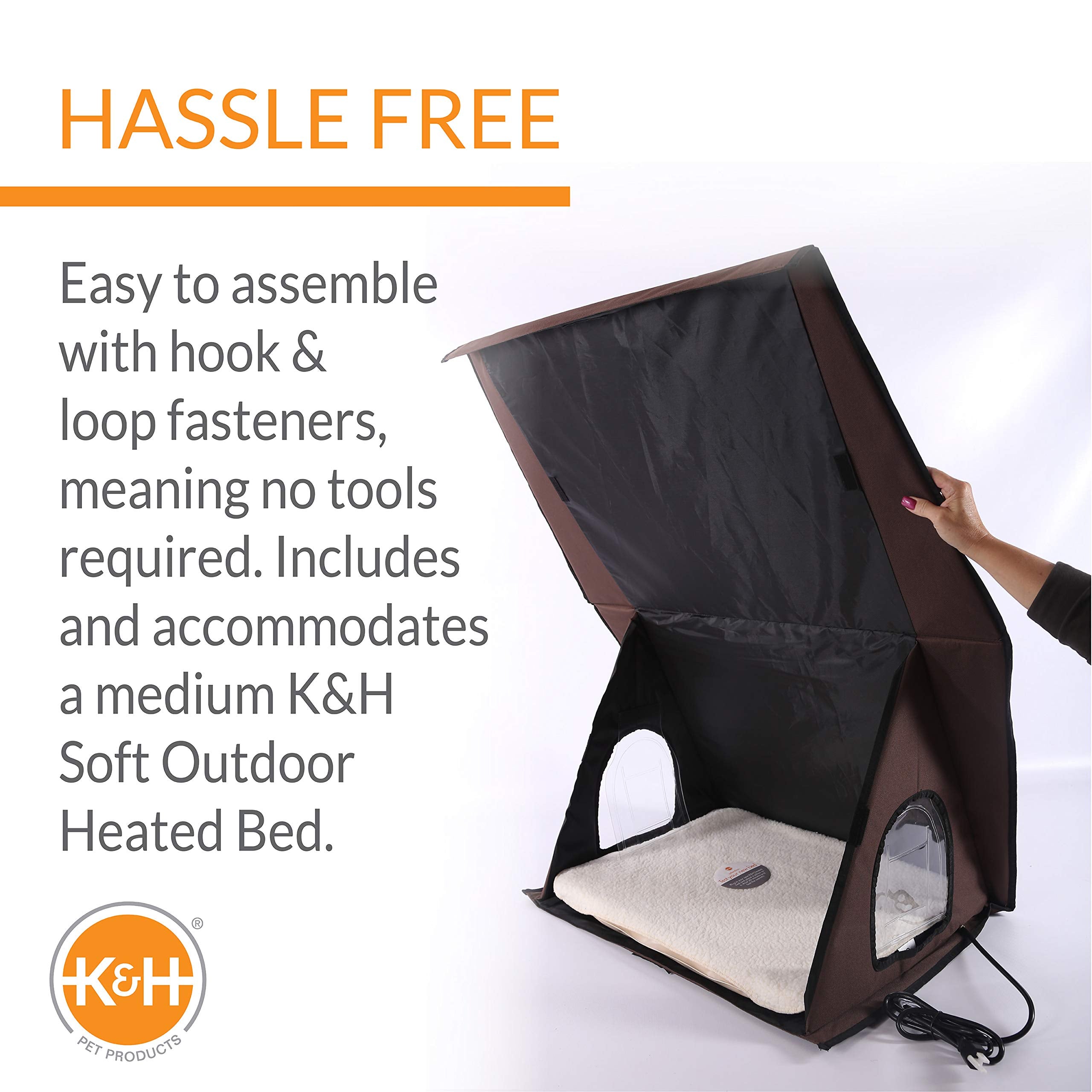 K&H Pet Products A-Frame Heated Outdoor Cat House for Outside Pets in Winter, Large Shelter for Multiple Ferals, Weatherproof, I