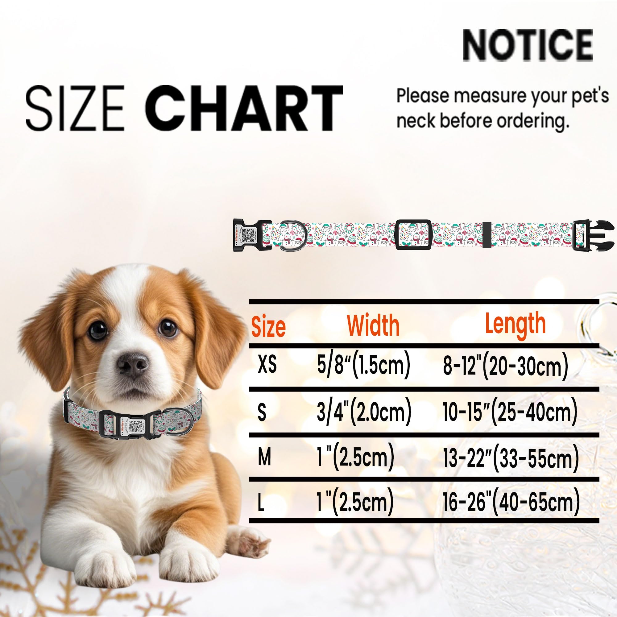 Ilfindyou Christmas Dog Collars For Large Dogs Soft Nylon White Snowman Sized L