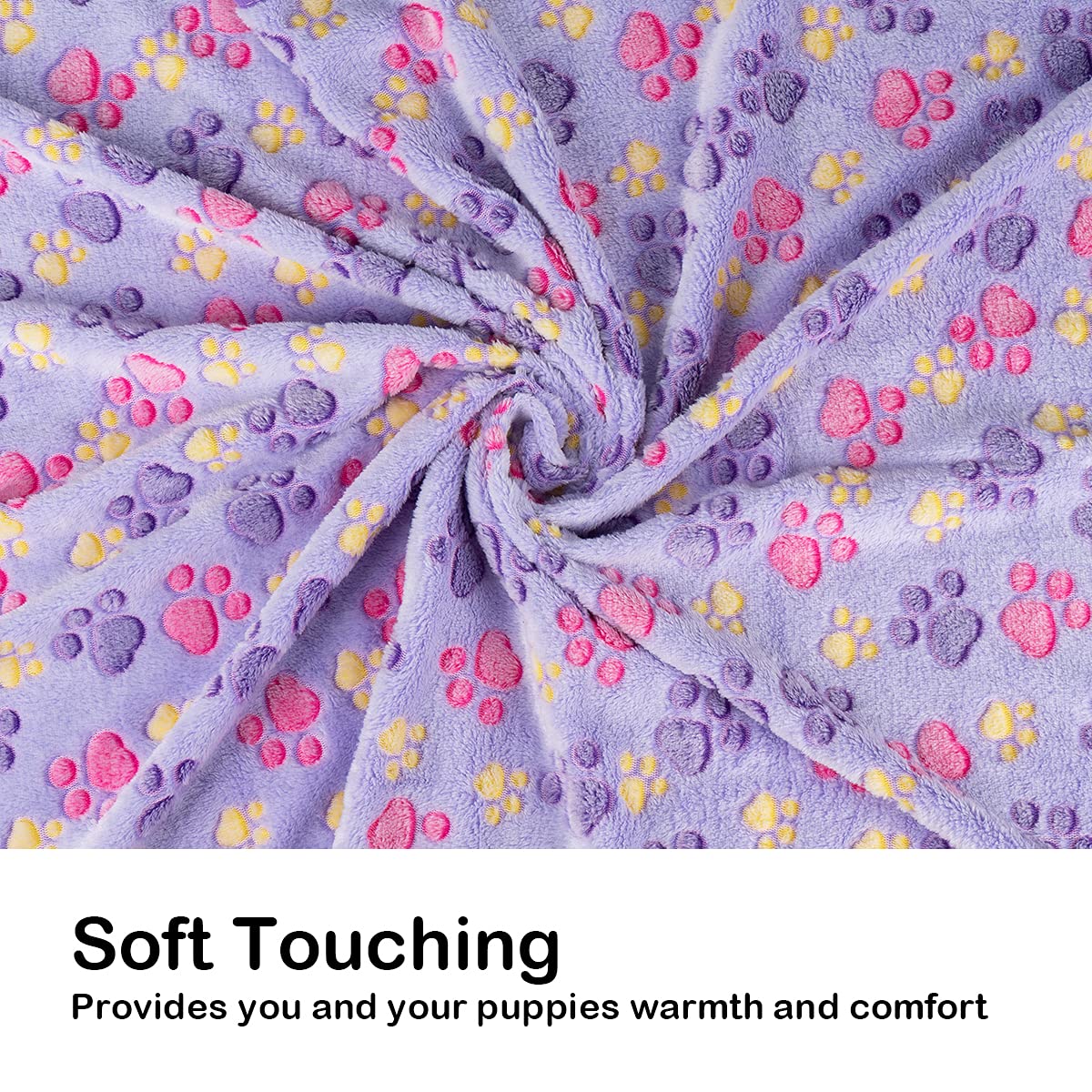 Dono 1 Pack 3 Dog Blankets For Small Dogs, Soft Fluffy Paw Print Pattern Fleece Pet Blanket Warm Sleep Mat, Puppy Kitten Blanket