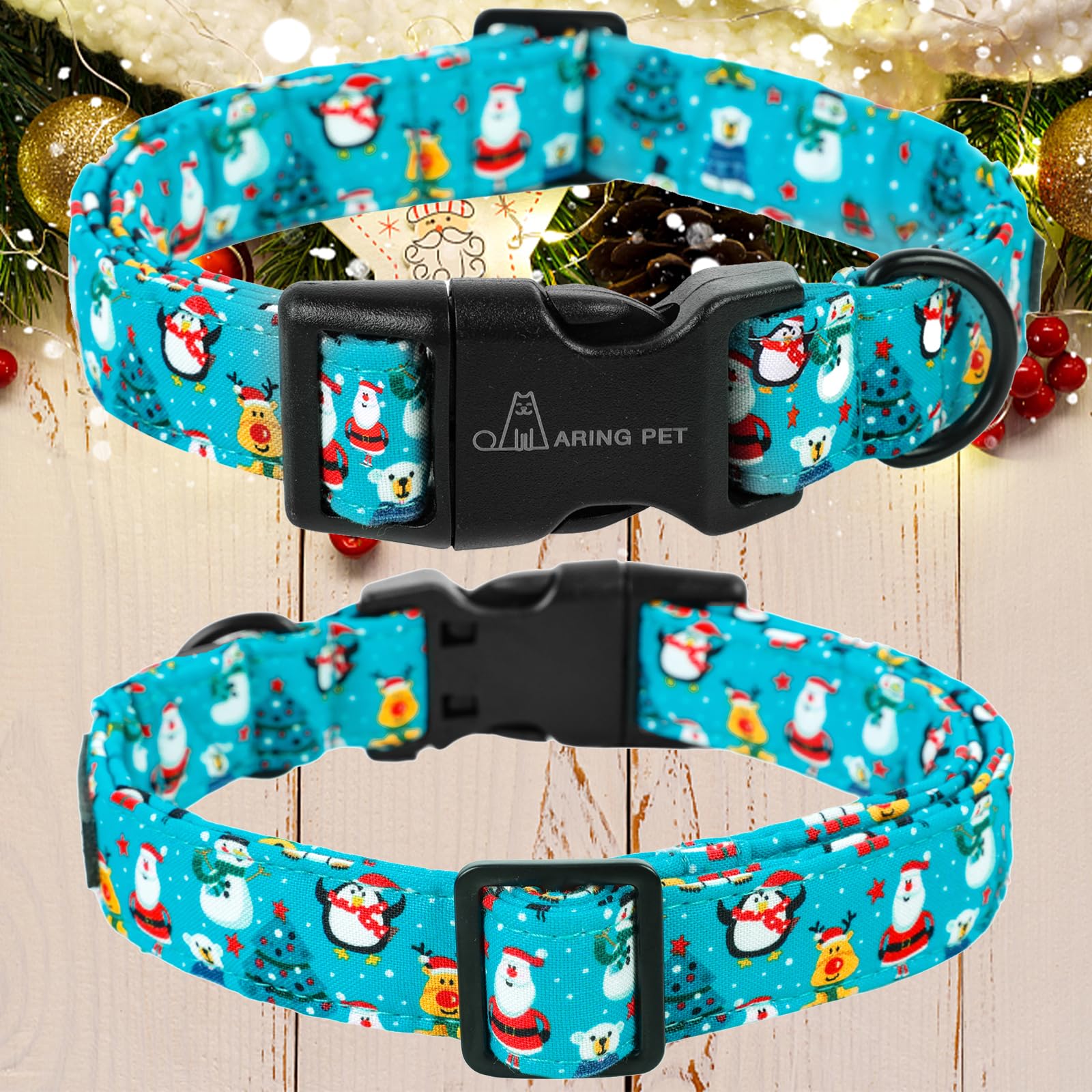 Aring Pet Christmas Dog Collar-Cute Cotton Lightweight Dog Collars, Adjustable Christmas Party Pet Collars Puppy Collar With Qui