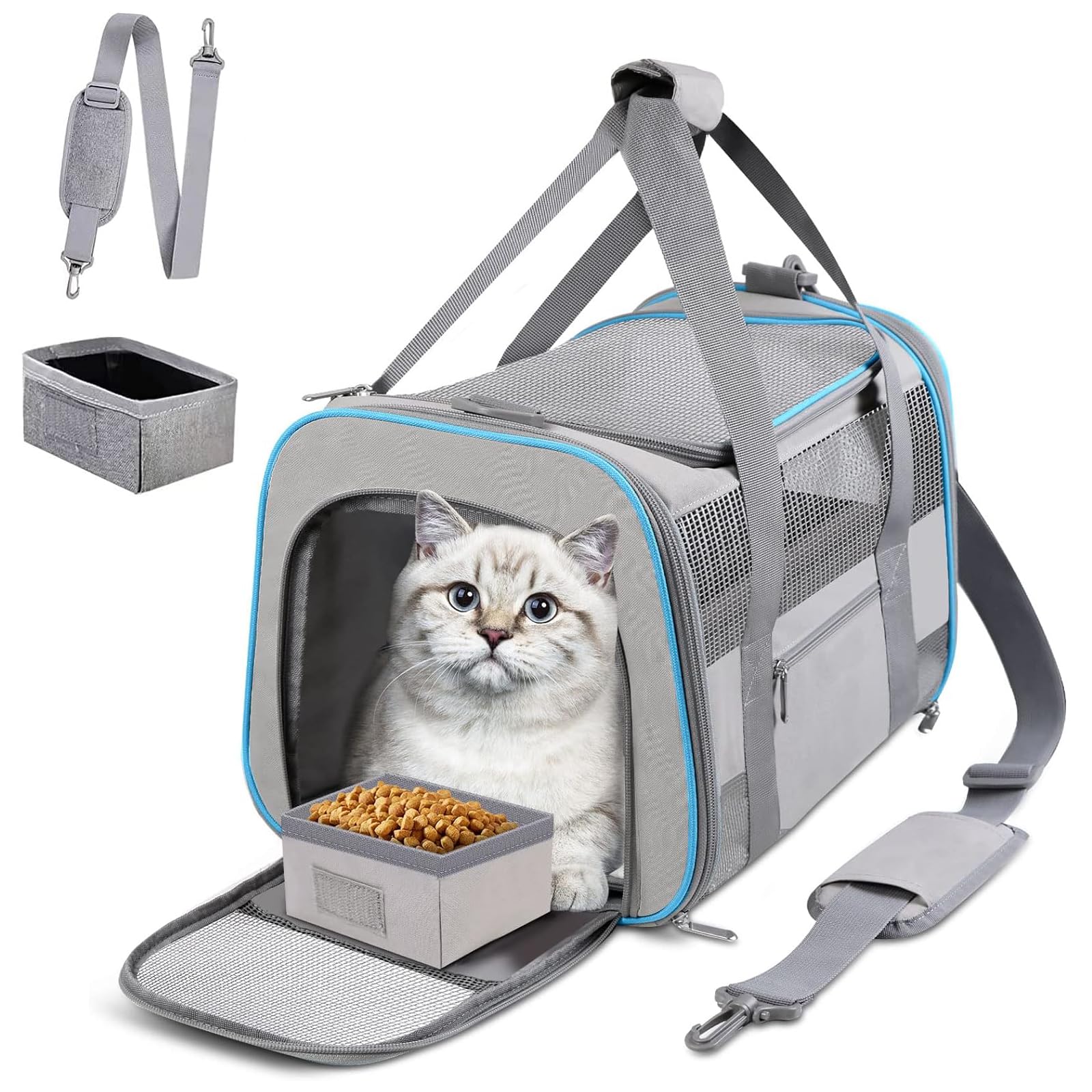 Cussiou Cat Carrier Dog Carrier Tsa Airline Approved For Small Dogs Cats Under 15 Lbs, Collapsible Soft Sided Travel Pet Carrier