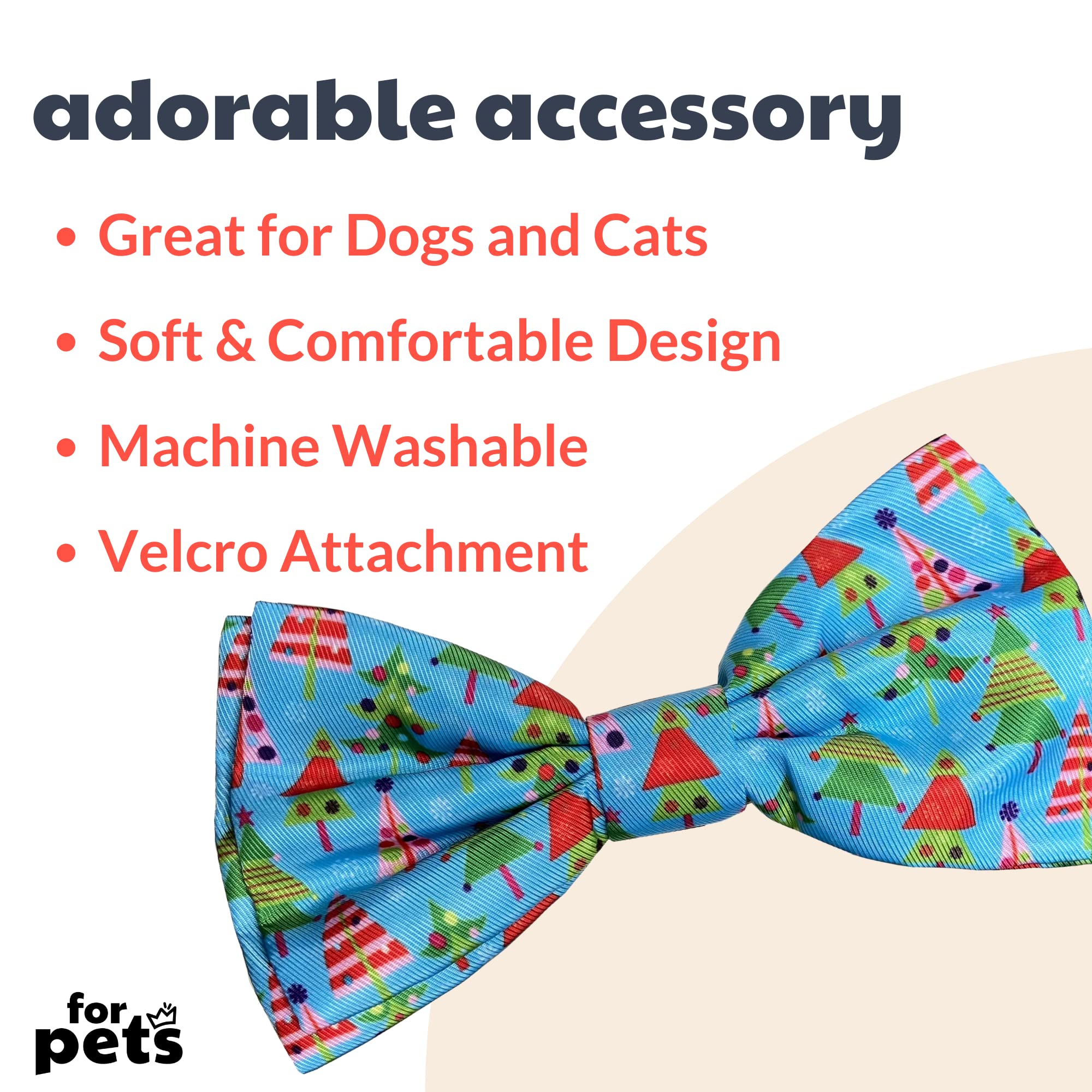 Huxley & Kent Cute & Comfortable Christmas Bow Tie Collar For Pets - Durable Small X-Mas Tree Bow For Dogs & Cats