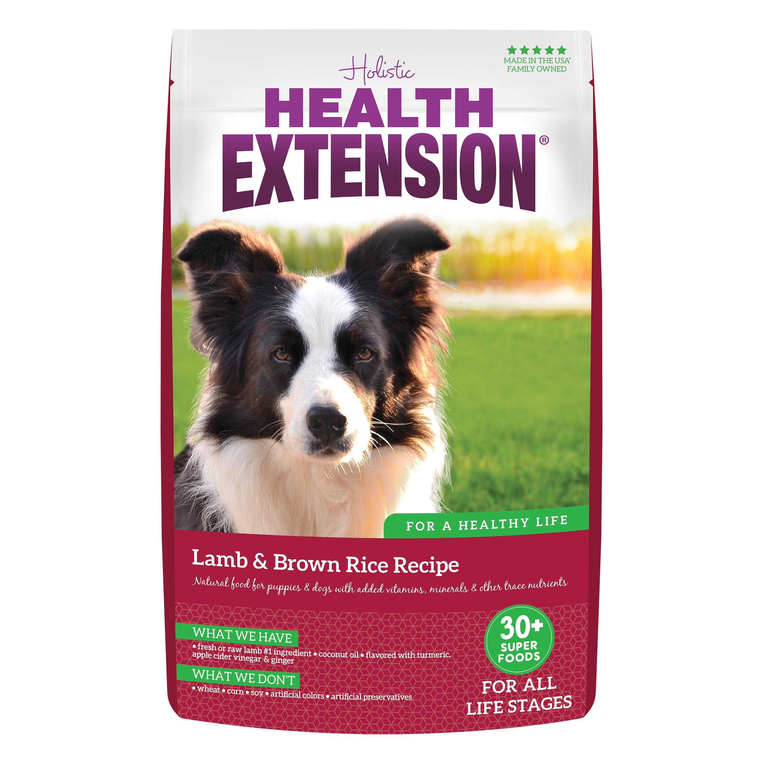 Health Extension Lamb & Brown Rice Dry Dog Food (30 lb / 13.61 kg) - Nutritious Free-Range Lamb Formula with Probiotics, Antioxi