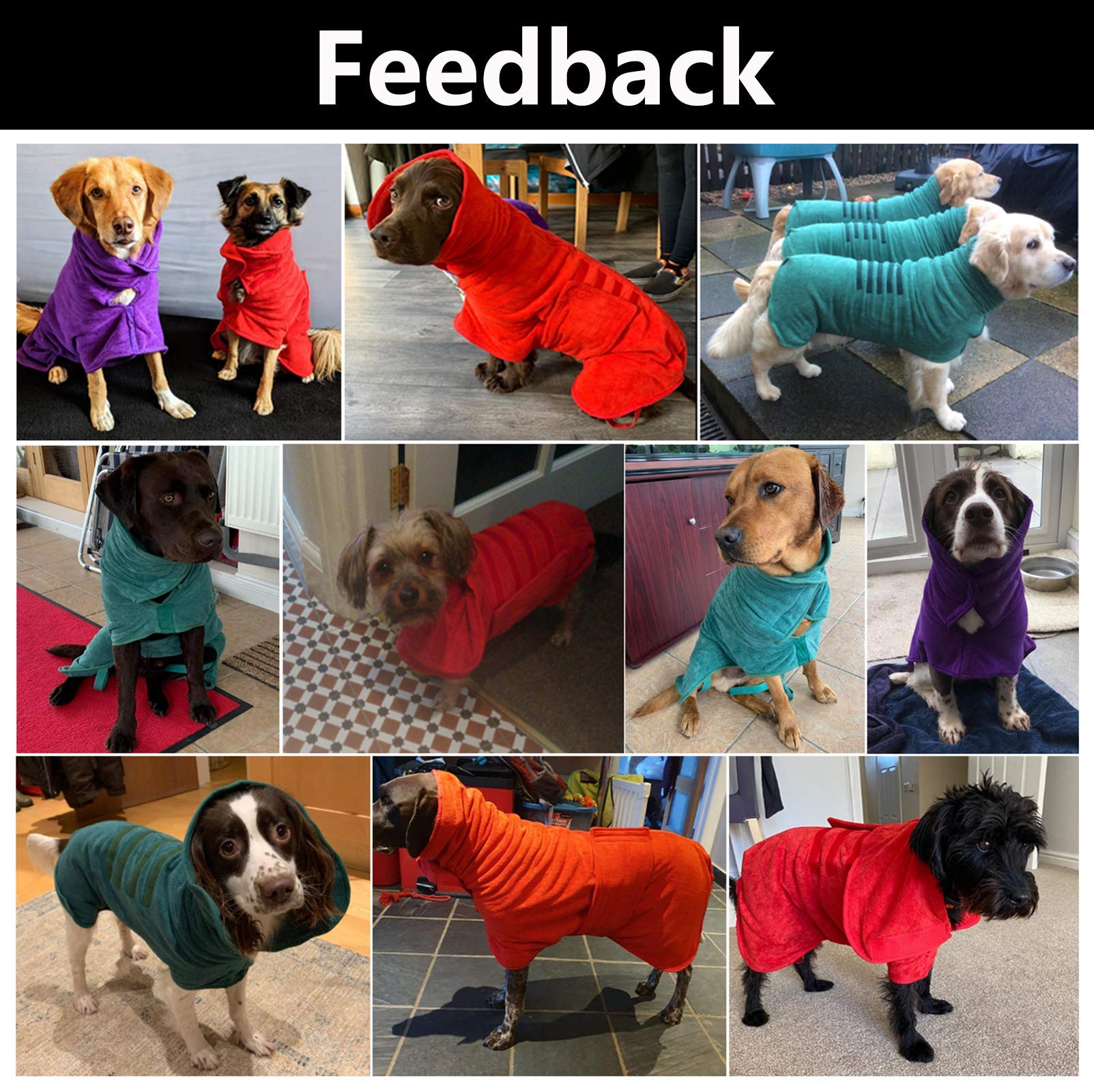 Dog Drying Coat Dressing Gown Towel Robe Pet Microfibre Super Absorbent Anxiety Relief Designed Puppy Fit For Xs Small Medium Large Dogs - Blue - Xl