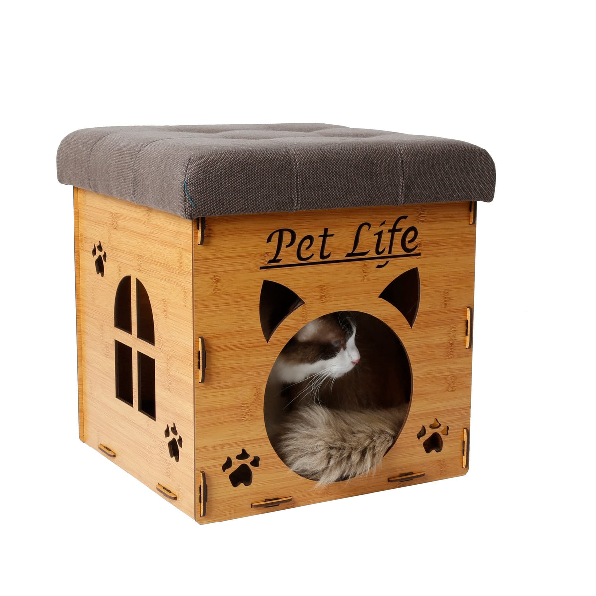 Pet Life Cat House Furniture Bench, Light Wood