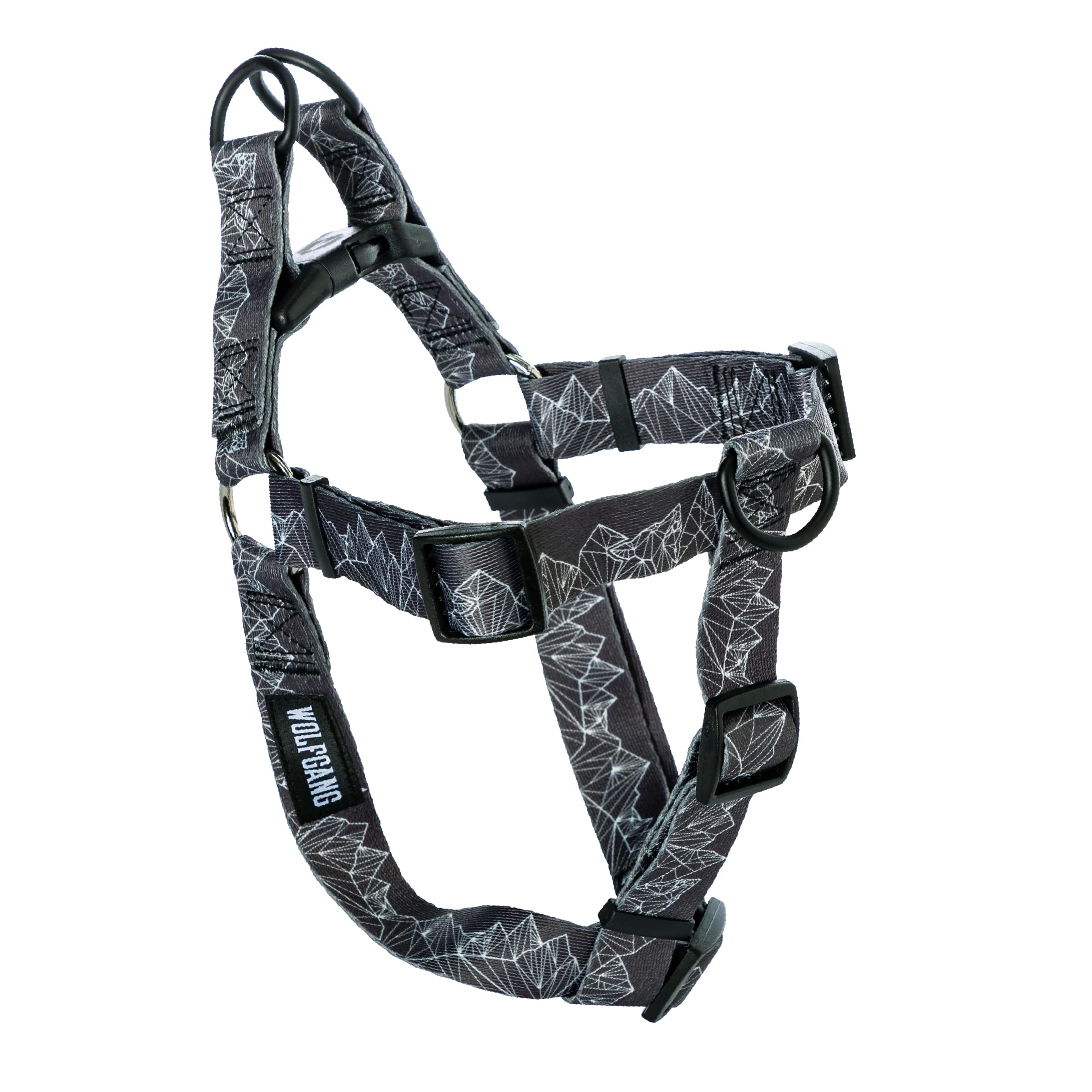 Wolfgang Heavy Duty Adjustable Dog Harness, Pull-Tested to Over 800 lbs for Walking & Training, WolfMountain Print, Small