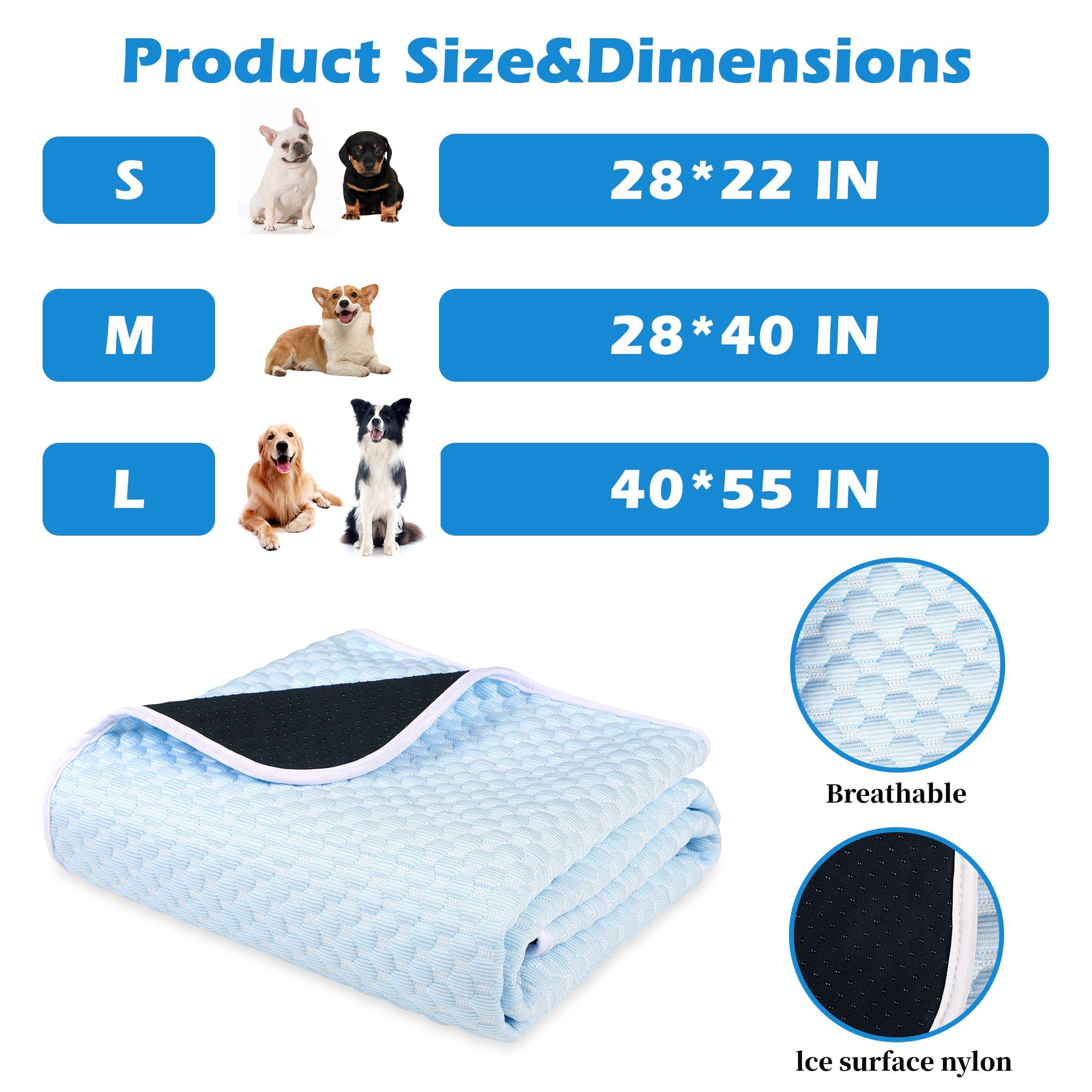 Dog Cooling Mat - Self Cooling Pad Breathable For Dogs Cats Washable Pet Cooling Mat For Indoor Outdoor Pets With Non-Slip&Folda