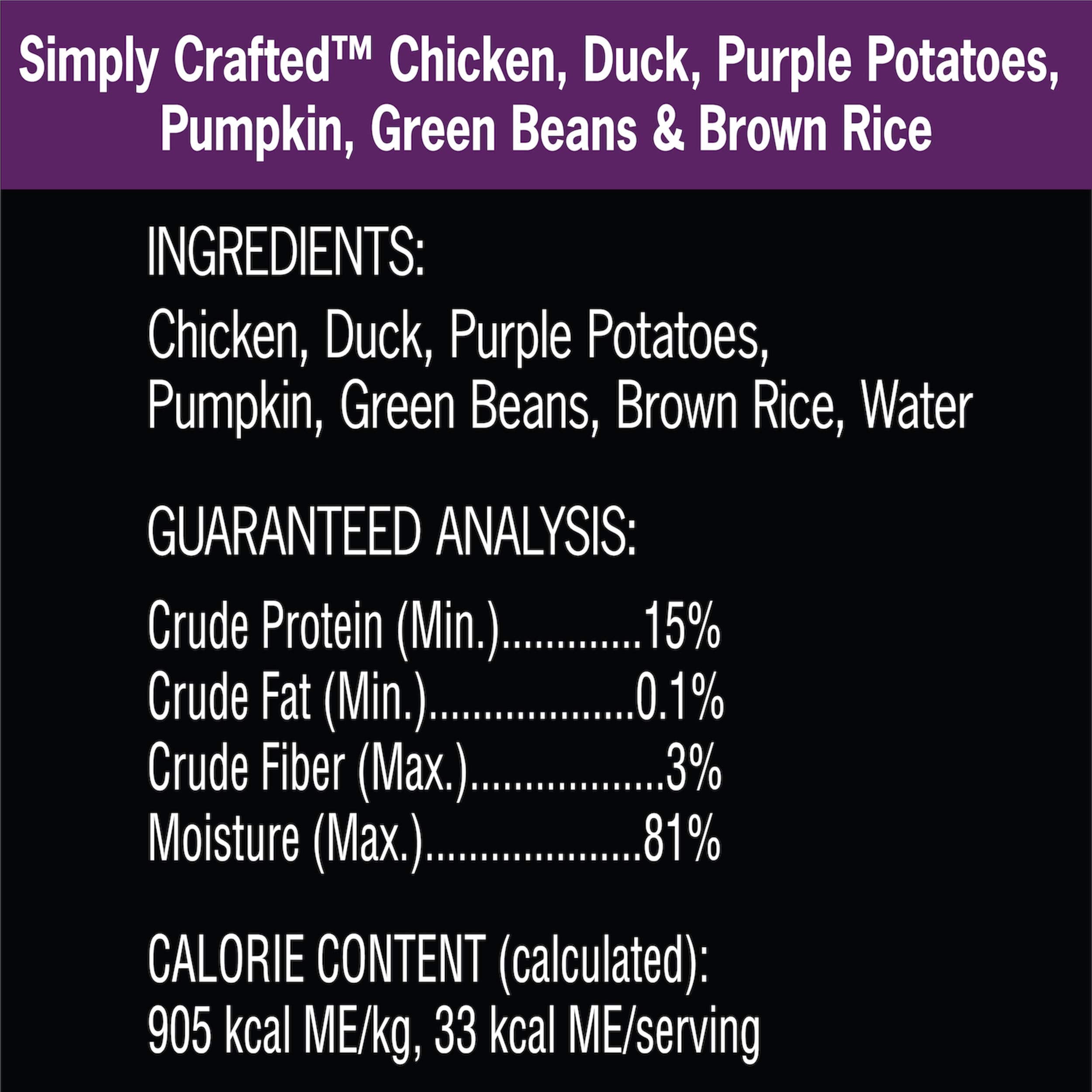 Cesar Simply Crafted Adult Wet Dog Food Meal Topper, Chicken, Duck, Purple Potatoes, Pumpkin, Green Beans & Brown Rice and Chick