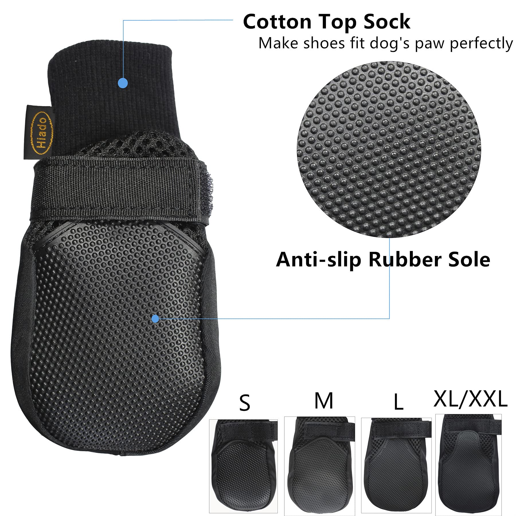 Hiado Dog Shoes Boots With Mesh Nonslip Rubber Soles To Protect Hardwood Floor And Prevent Scratching Licking Xlarge Black Xl