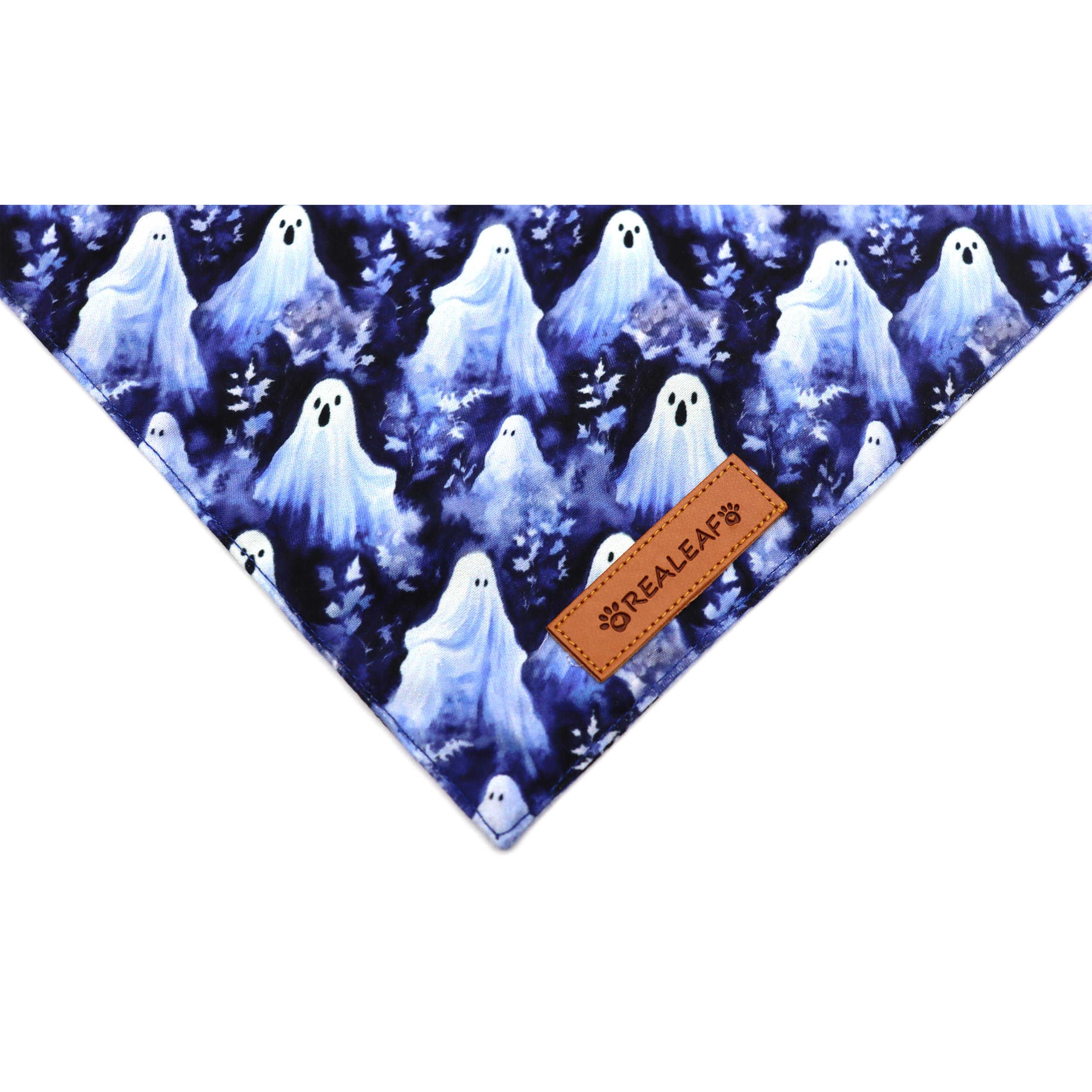 Realeaf Halloween Dog Bandanas 2 Pack, Pumpkins And Ghosts Pet Scarf For Boy And Girl, Premium Durable Fabric, Holiday Bandana F