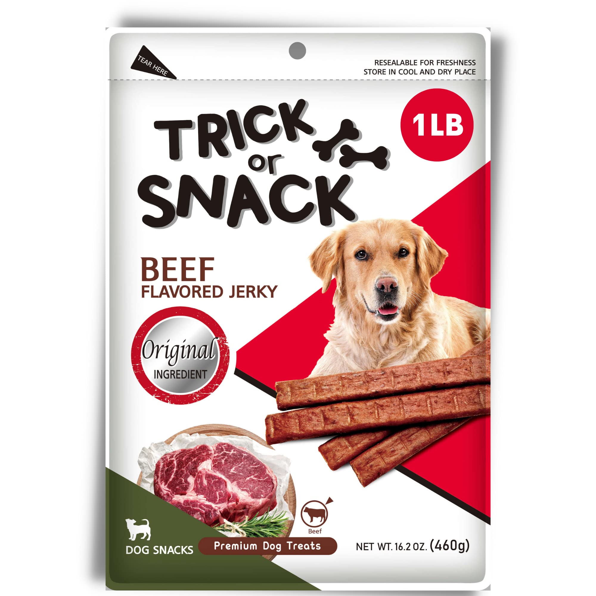 TRICK OR SNACK 1 LB Variety Pack of Natural Grillers Dog Jerky Treats - Perfect for Training, Walking, and Treating - Made with 
