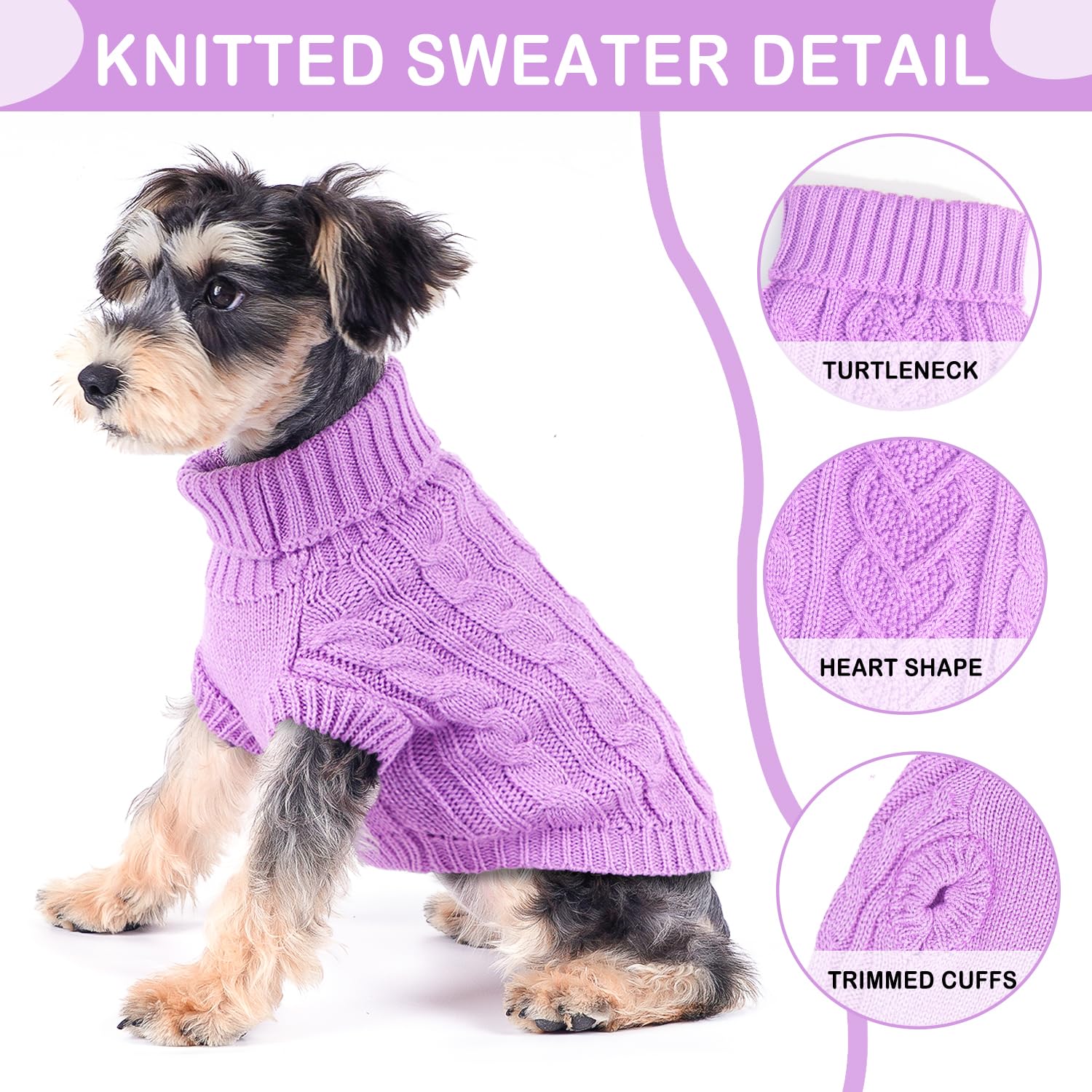 Small Dog Sweater Knitted Dog Sweaters Dog Chihuahua Sweater Clothes Small Dogs Girl Winter Sweaters Warm Dog Turtleneck Sweater