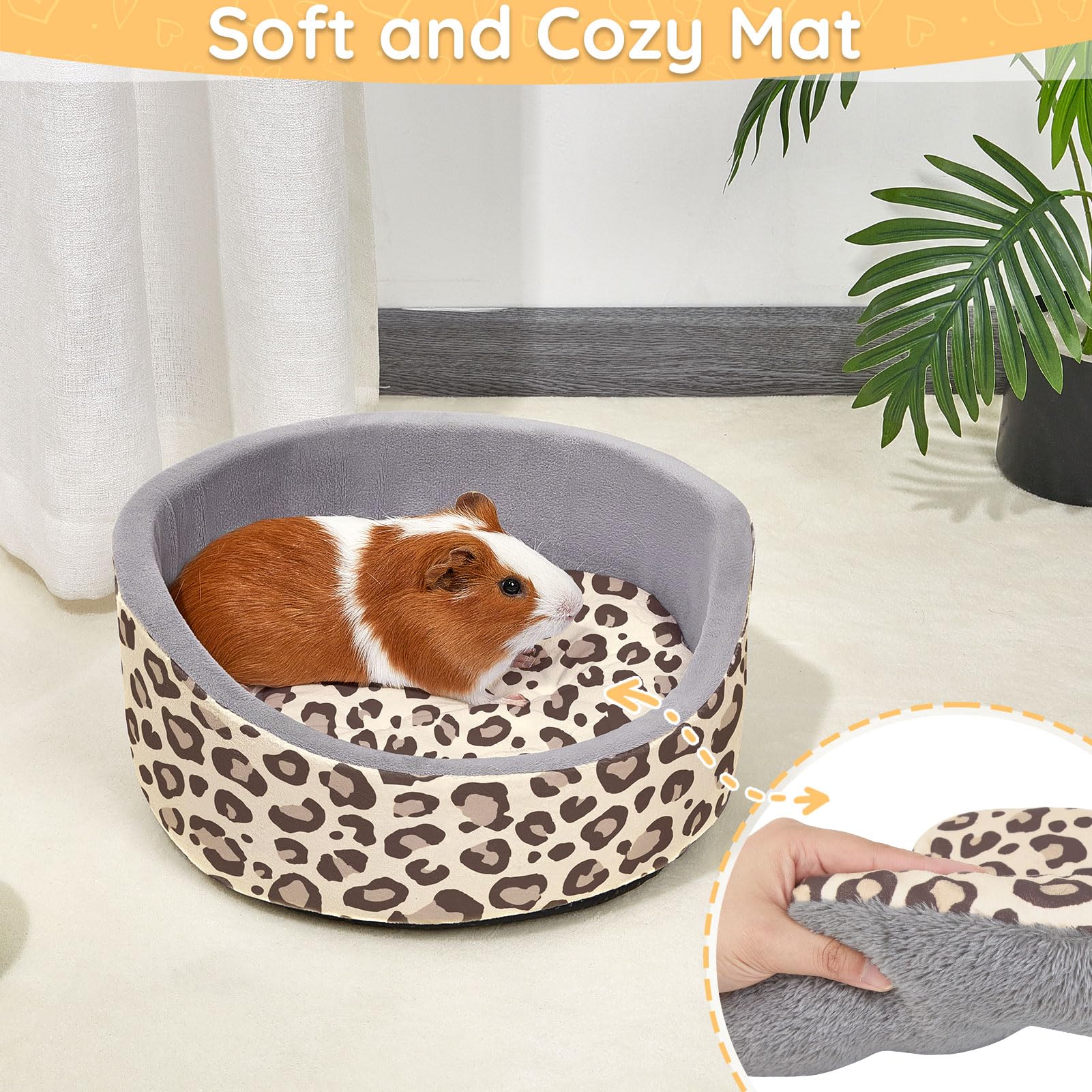 Glittme Soft Rabbit & Guinea Pig Bed - Thick Removable Mat, Machine Washable, Cozy Cuddler Cup Bed For Guinea Pig, Rabbit, Ferre