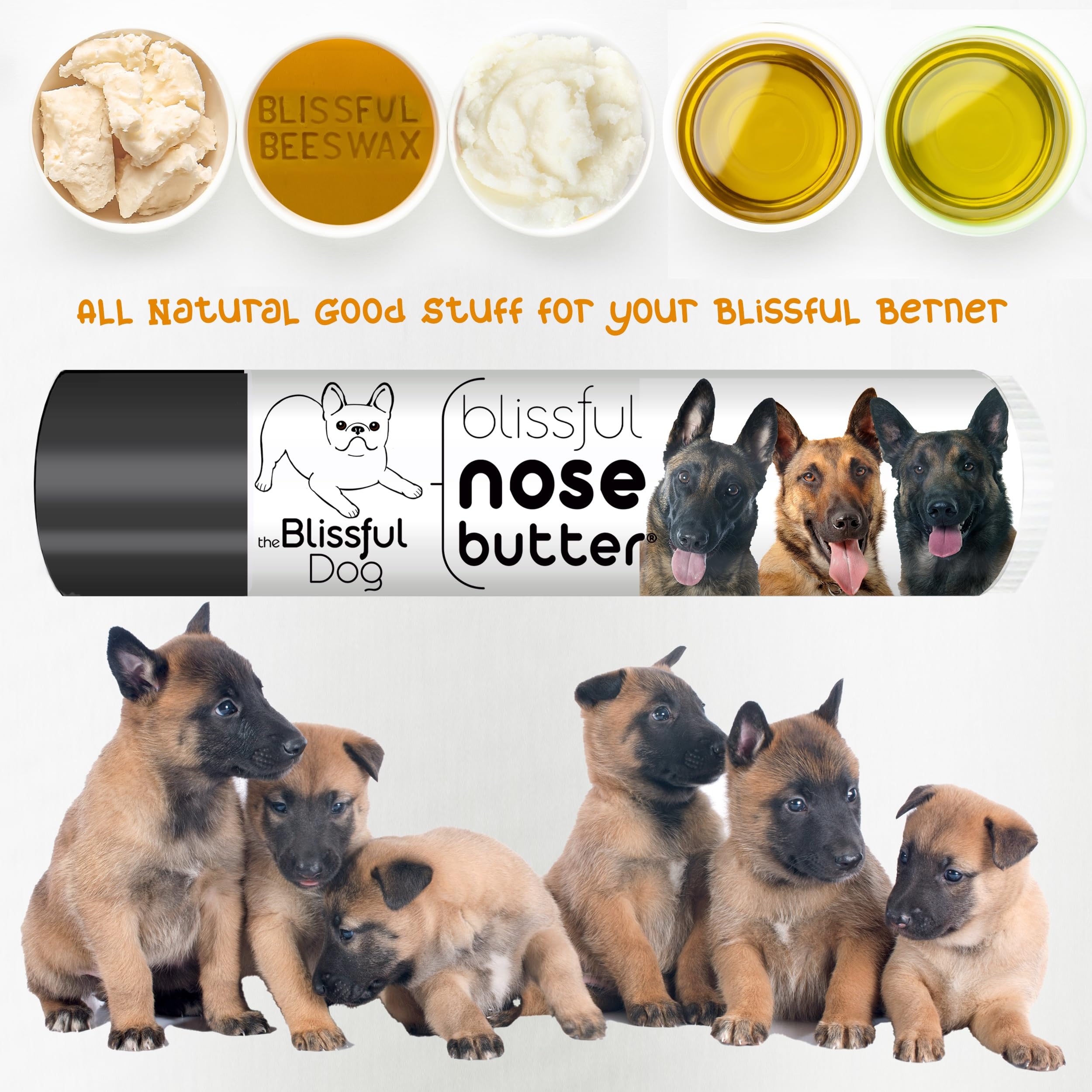The Blissful Dog Belgian Malinois Unscented Nose Butter - Dog Nose Butter, 0.15 Ounce