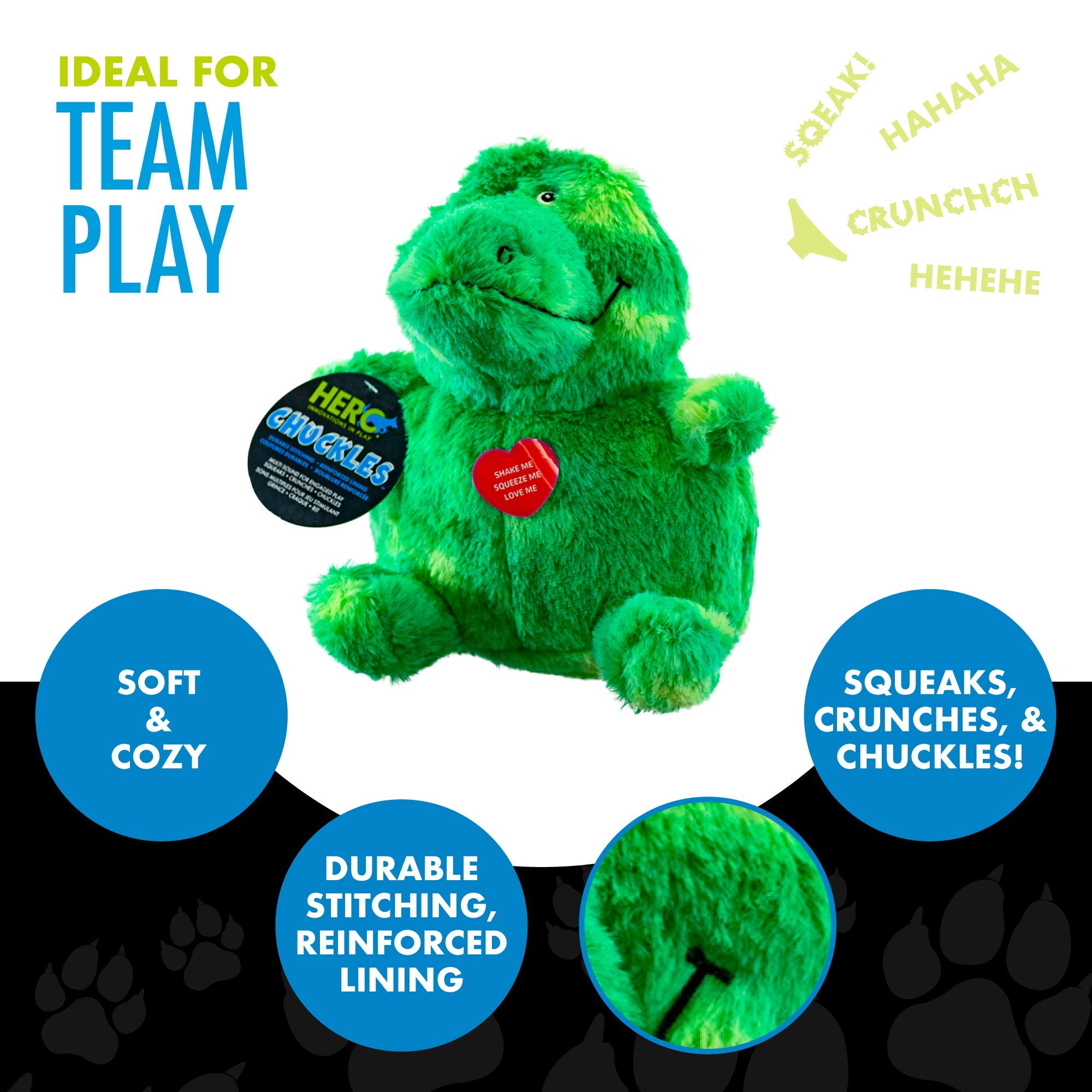 Hero | Chuckles Bellies | Gator Plush Dog Toy | Dog Squeaky Toys | Durable Stuffed Animal With 3 In 1 Squeaker
