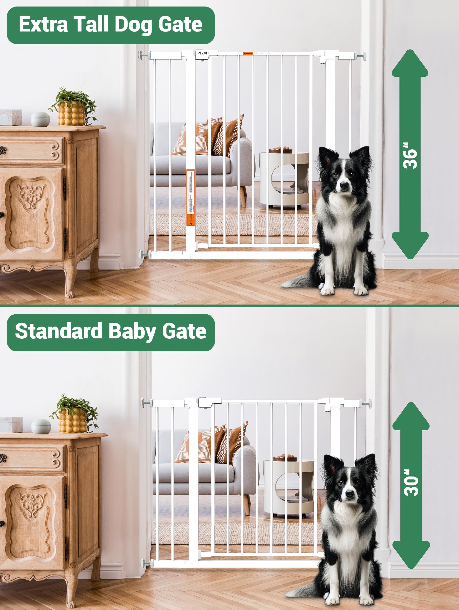 36  Extra Tall Baby Gate for Stairs, 29.5-40.5  Wide Dog Gate for Doorways, Walk Thru Auto Close Metal Pet Gate for The House, S