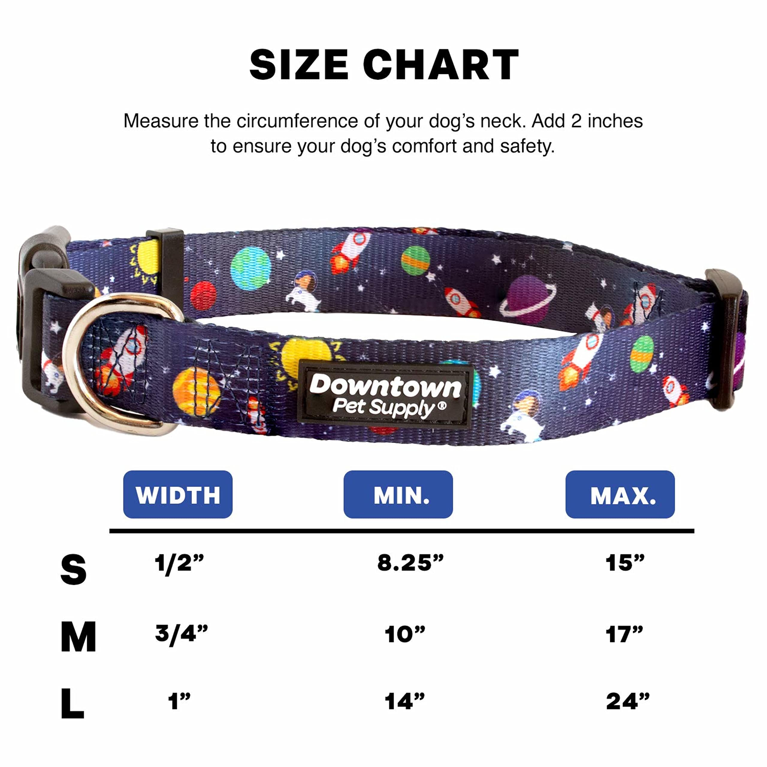 Downtown Pet Supply - Best & Fancy Adjustable Dog Collar With Quick Buckle & D-Ring - Hand Wash Safe - Medium