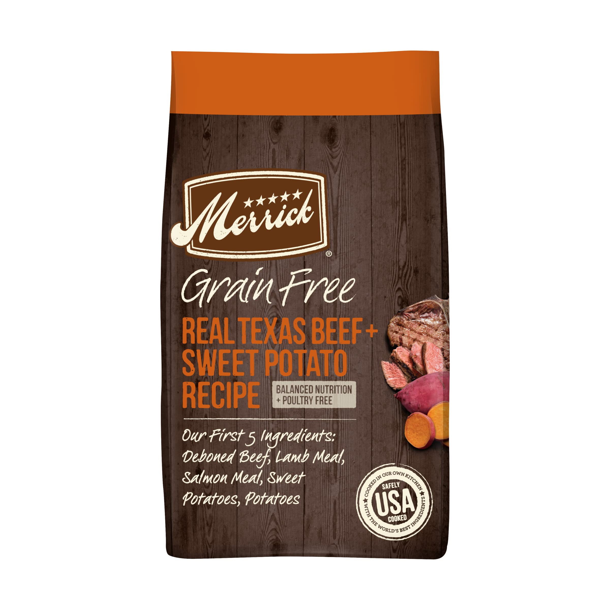 Merrick Premium Grain Free Dry Adult Dog Food, Wholesome And Natural Kibble, Real Texas Beef And Sweet Potato - 4.0 lb. Bag