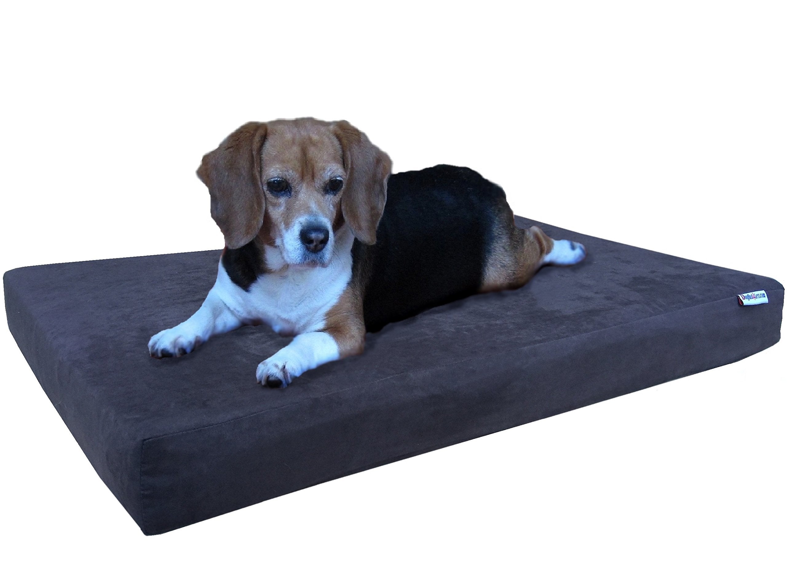 Dogbed4Less Medium Large Orthopedic Dog Bed With Memory Foam For Pet, Waterproof Liner, Washable Microsuede Espresso Cover, 37X2