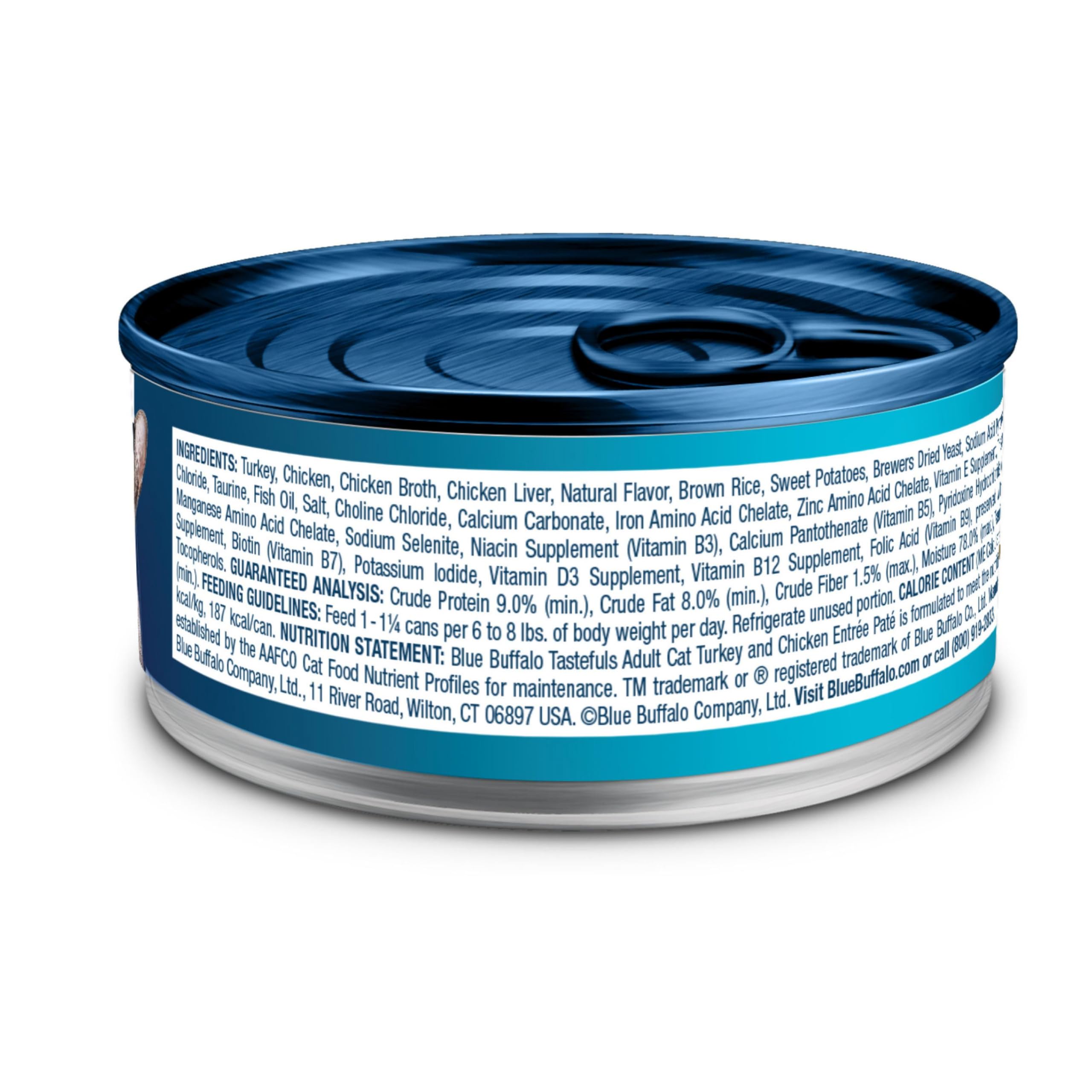 Blue Buffalo Tastefuls Wet Cat Food Pat  , Made with Natural Ingredients, Turkey and Chicken Entr  e, 5.5-oz Cans (24 Count)
