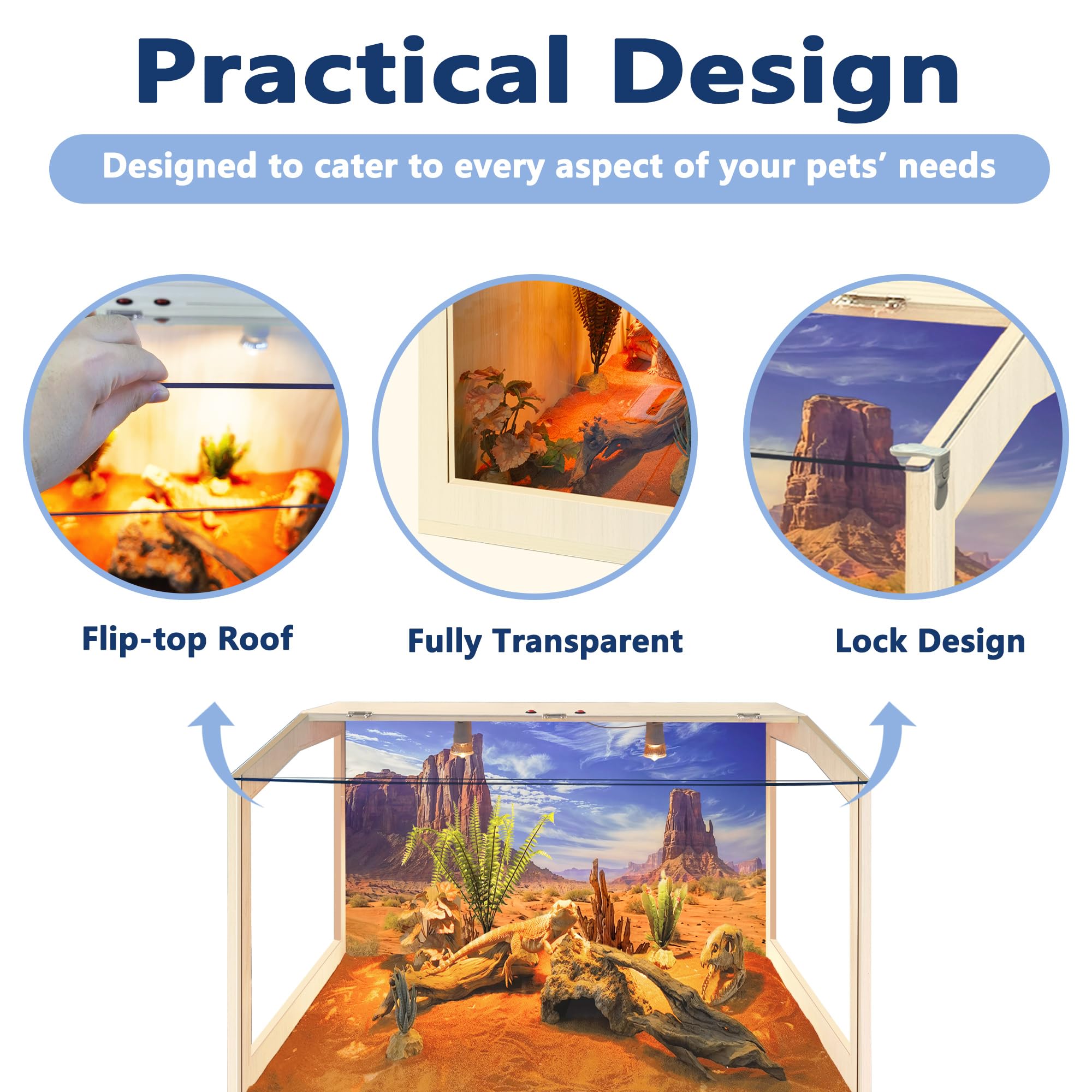 Prolee Bearded Dragon Tank, Reptile Enclosure, Snake Tank, Reptile Terrarium, Built-in Light Fixtures with Switch, (23 Gallon, 2