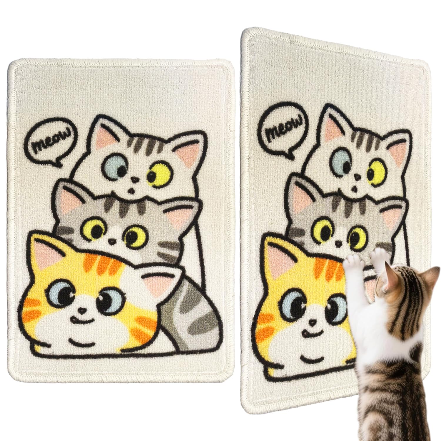 Bigpomelos Cat Scratch Mat - 19.69 x 13.78 Inches High-Density Loop Pile Cat Scratcher Pad, Furniture Anti-Scratch Protector, In