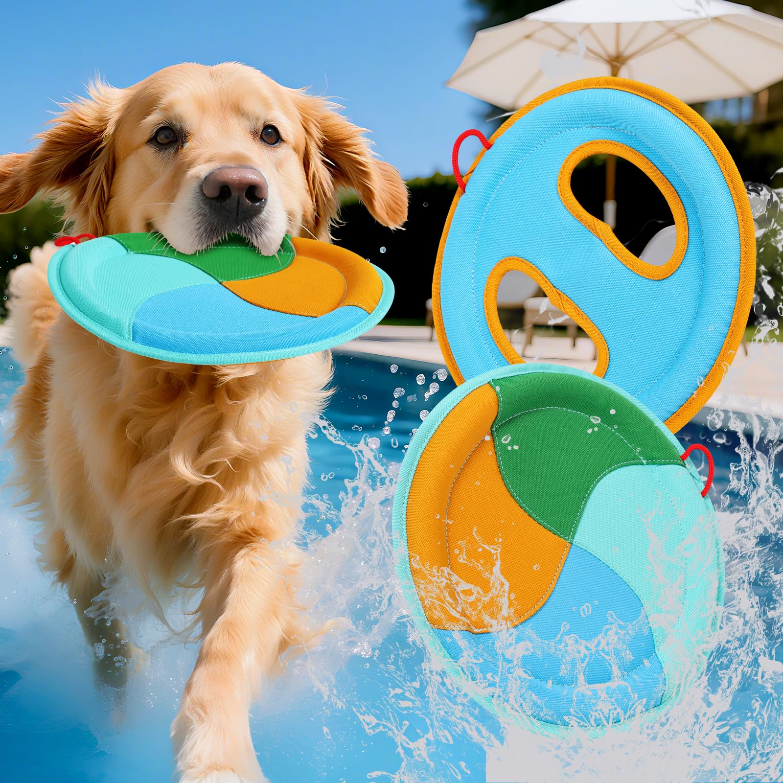 2 Pack Dog Pool Floating Flying Disc Toys, Interactive Dog Pool Water Toys That Float For Aggressive Chewers Bonding At Lake & B