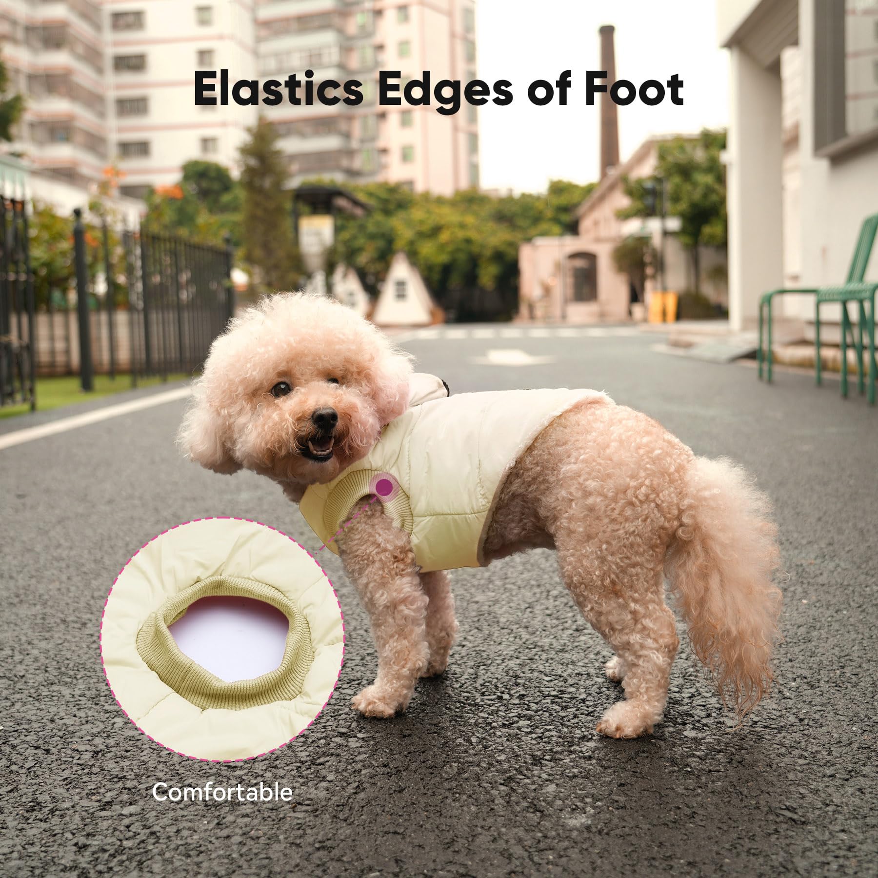 Vecomfy Fleece Lining Dog Hoodie With Harness Built In,Extra Warm Small Dog Jacket In Winter Puppy Coats With Hooded,Light Yellow Xs