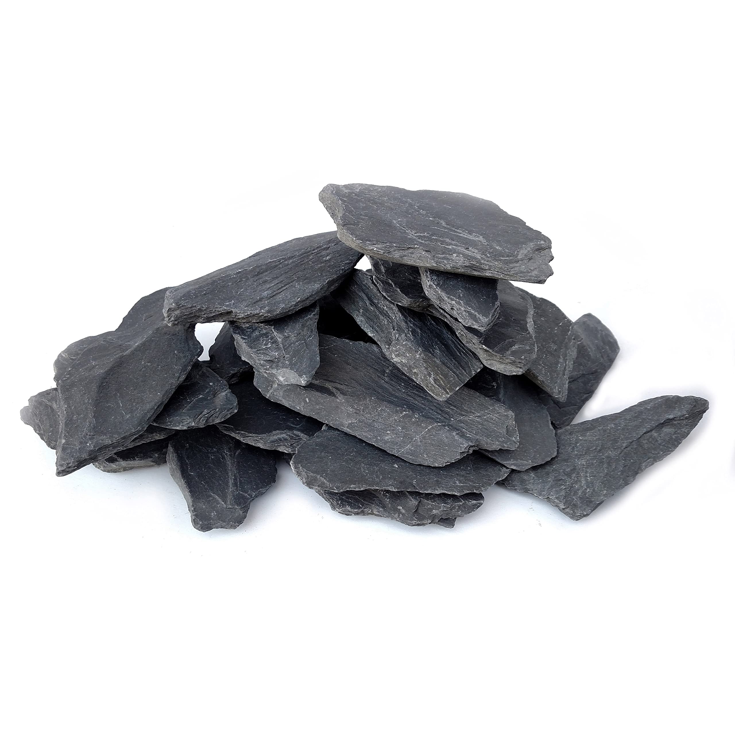 Natural Slate Stone 3 To 5 Inch Rocks For Miniature And Fairy Garden, Aquascaping Aquariums, Reptile Enclosures & Model Railroad. (10-12Lbs)