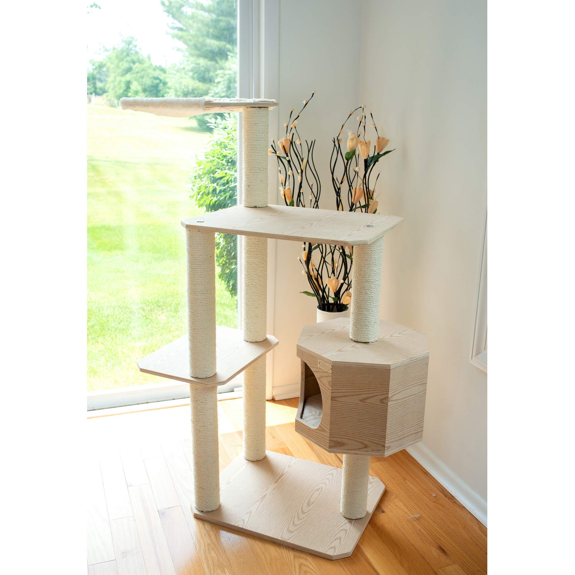 Armarkat Premium Scots Pine 54-Inch Cat Tree with Three Levels, Perch, Condo